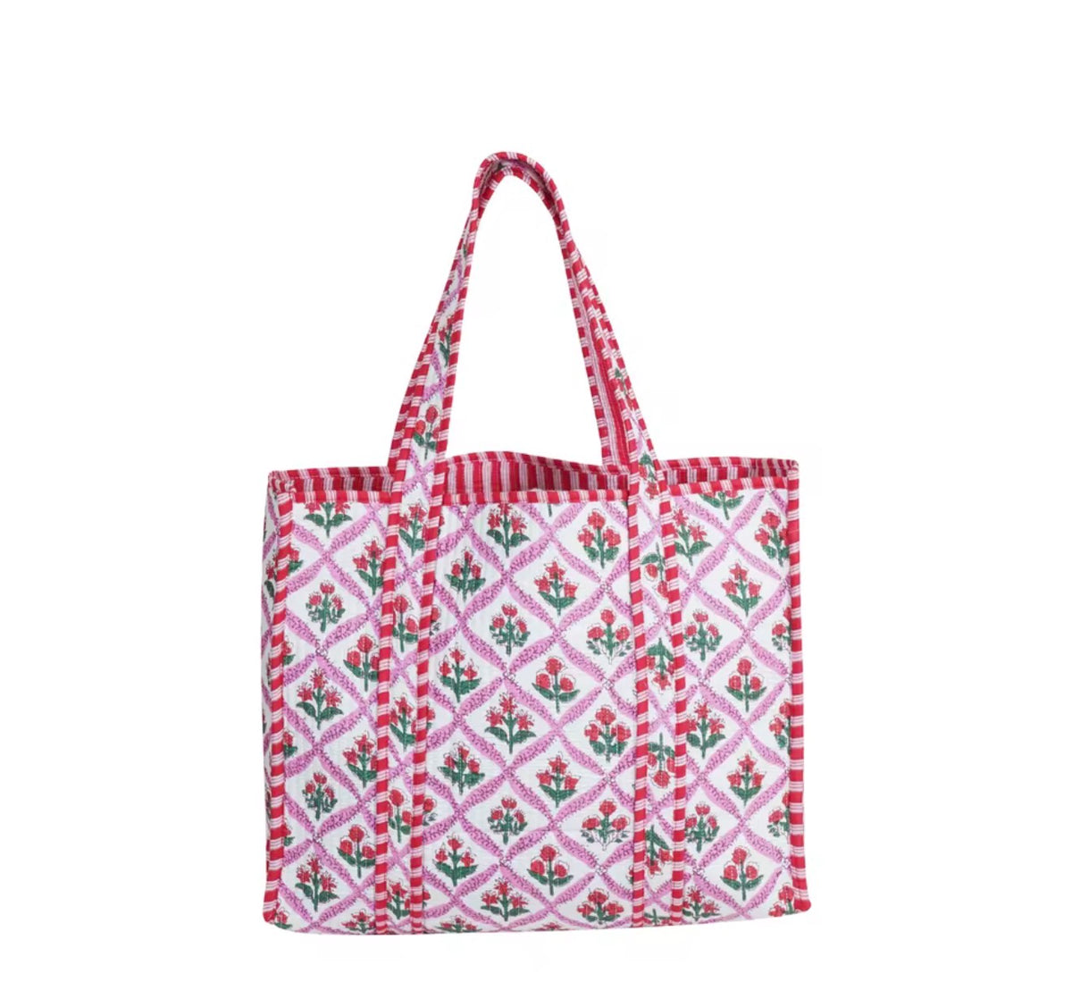 PREORDER | Mindee Quilted Bag – Pink & Green Floral | Ships Mid-October
