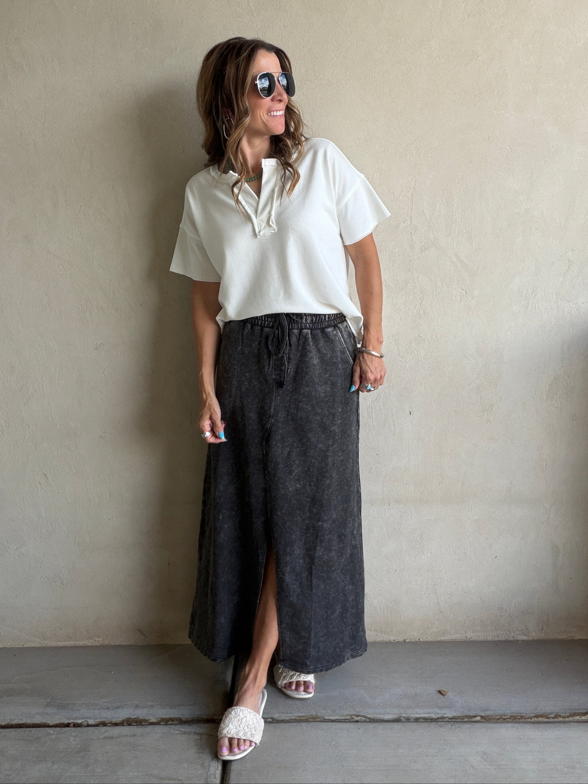 Corey Knit Skirt in Sunfade Black