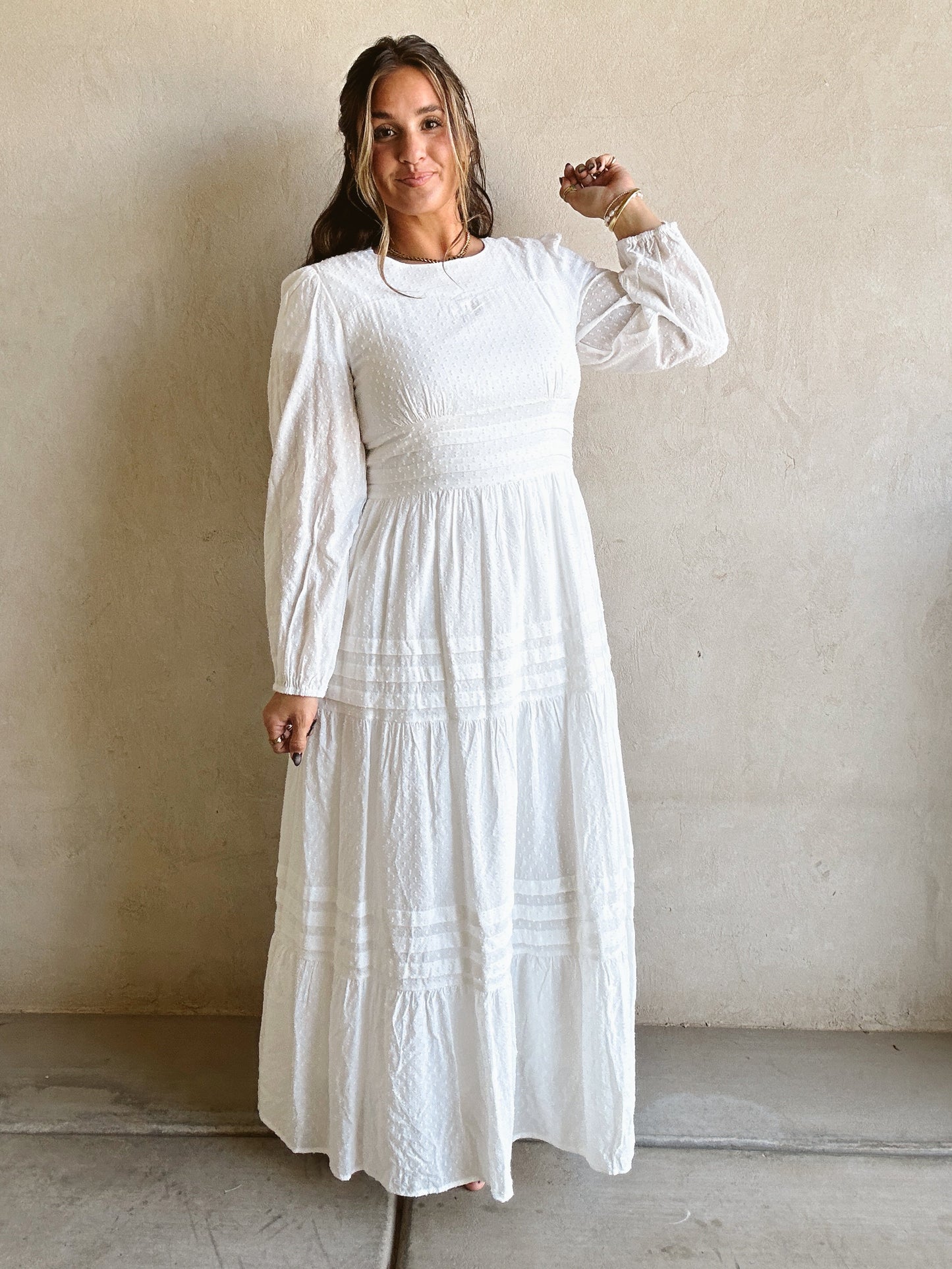 Margo Tiered Dress in White