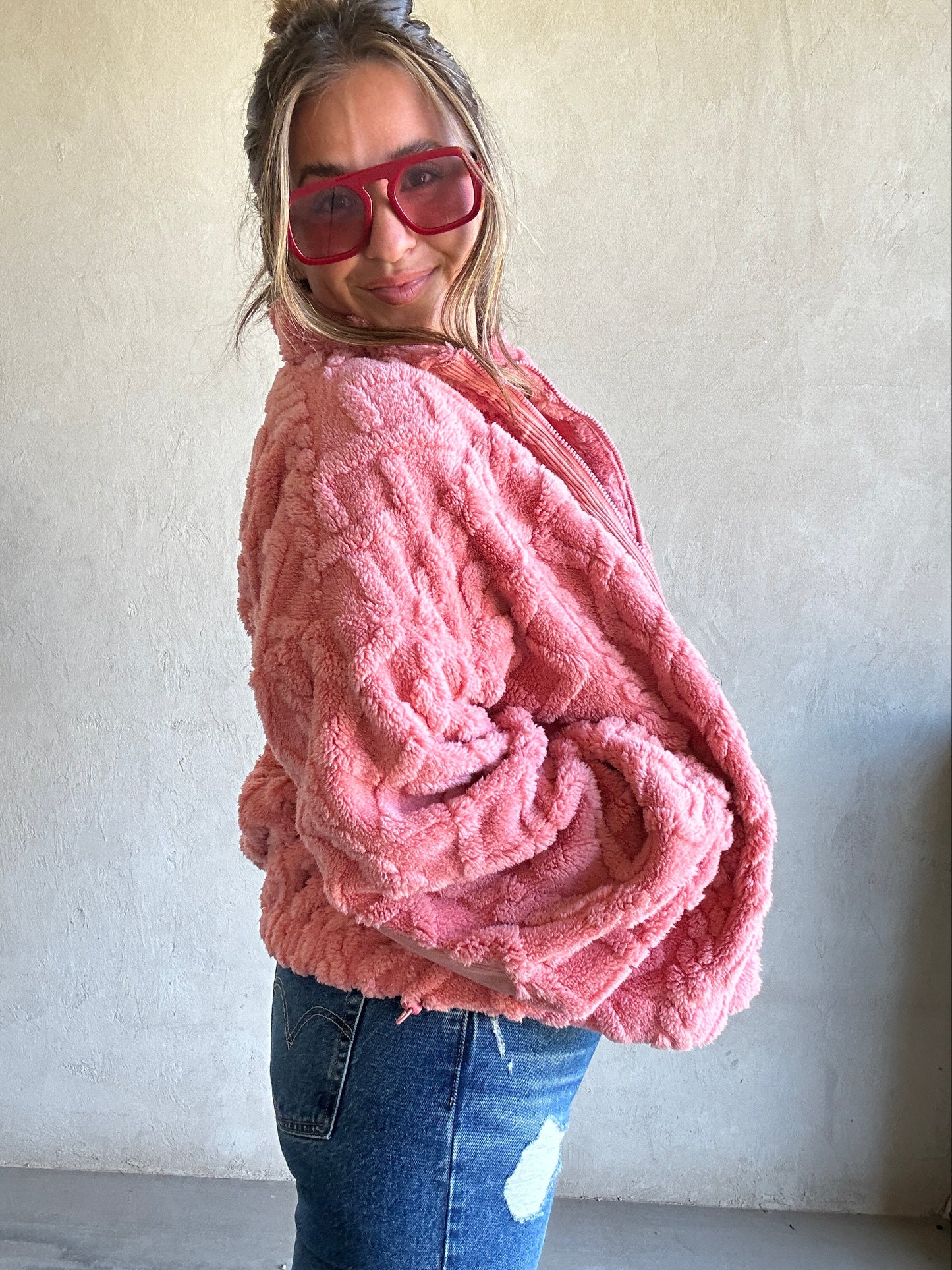 Quinn Sherpa Jacket in Pink