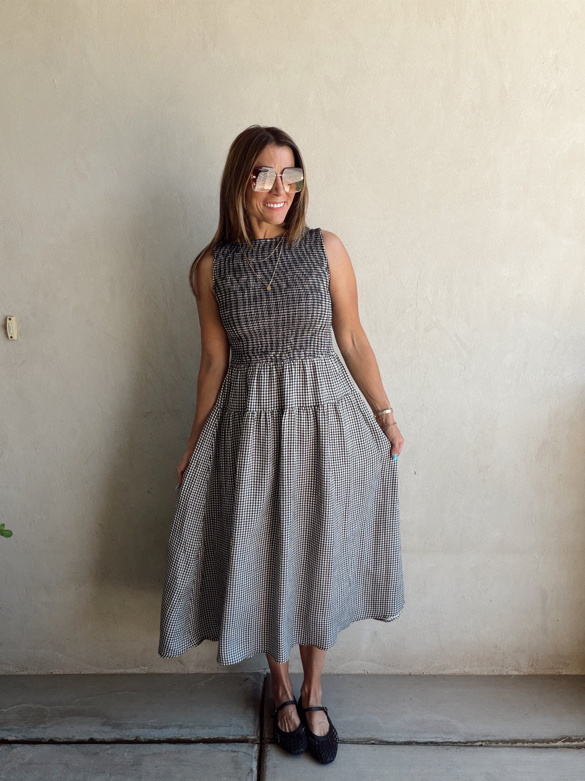 Denise Dress in Gingham Dress in Black & White