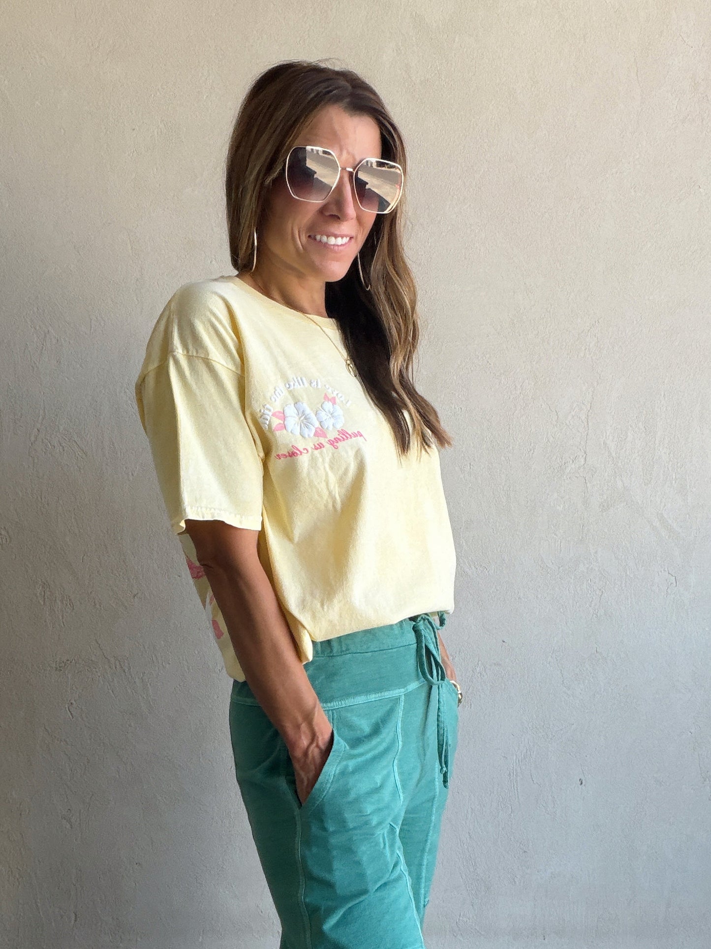 Love is like the Tide Tee in Soft Yellow
