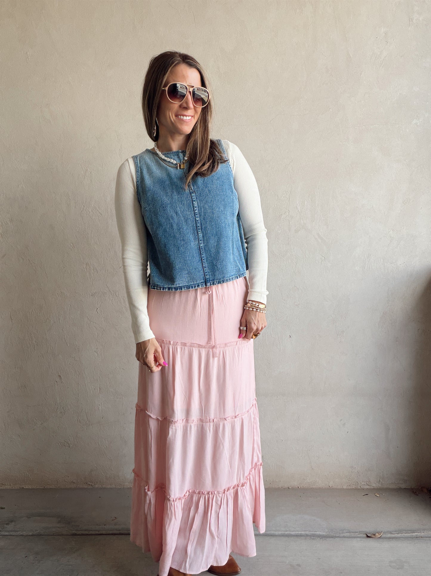 Terry Maxi Skirt in Pink