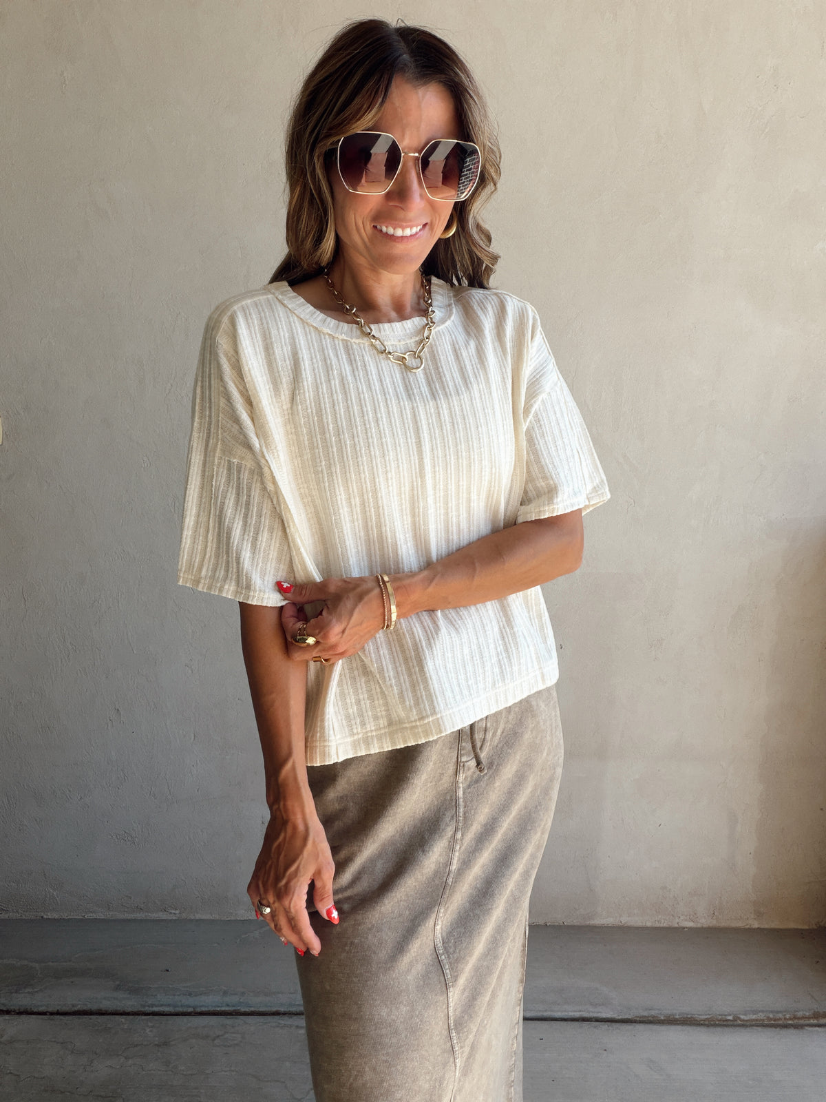 Evie Knit Top in Cream