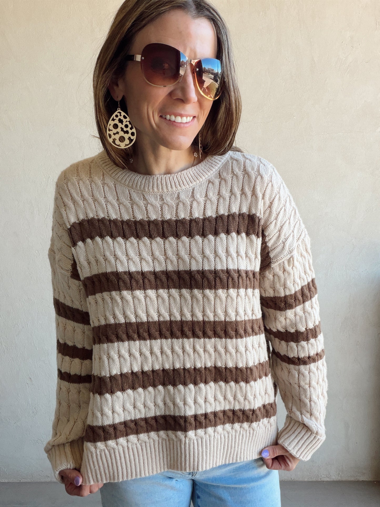 Katie Sweater in Tan & Brown