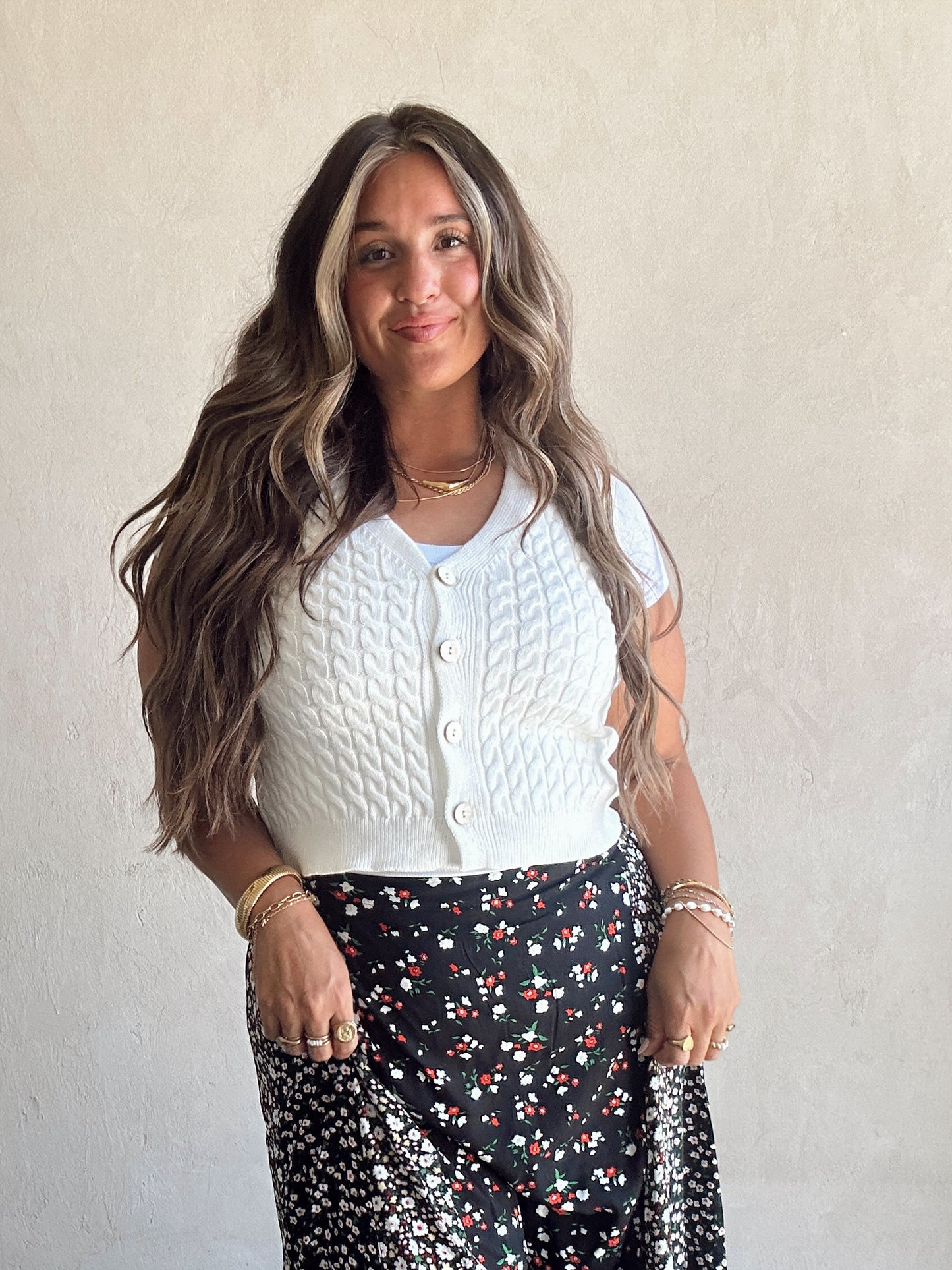 Capri V-Neck Vest in White