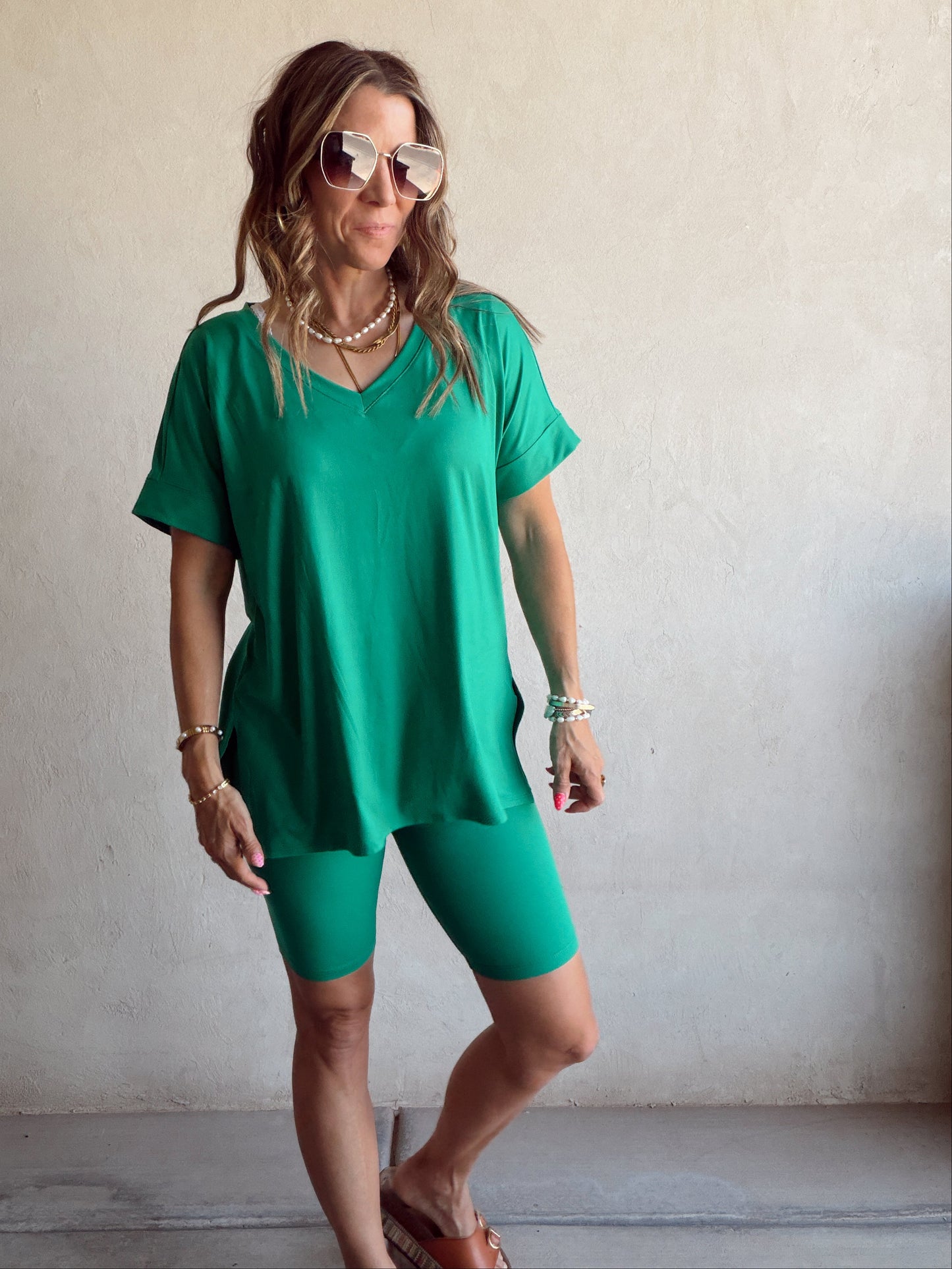 Jillian Heavenly Biker Set in Kelly Green