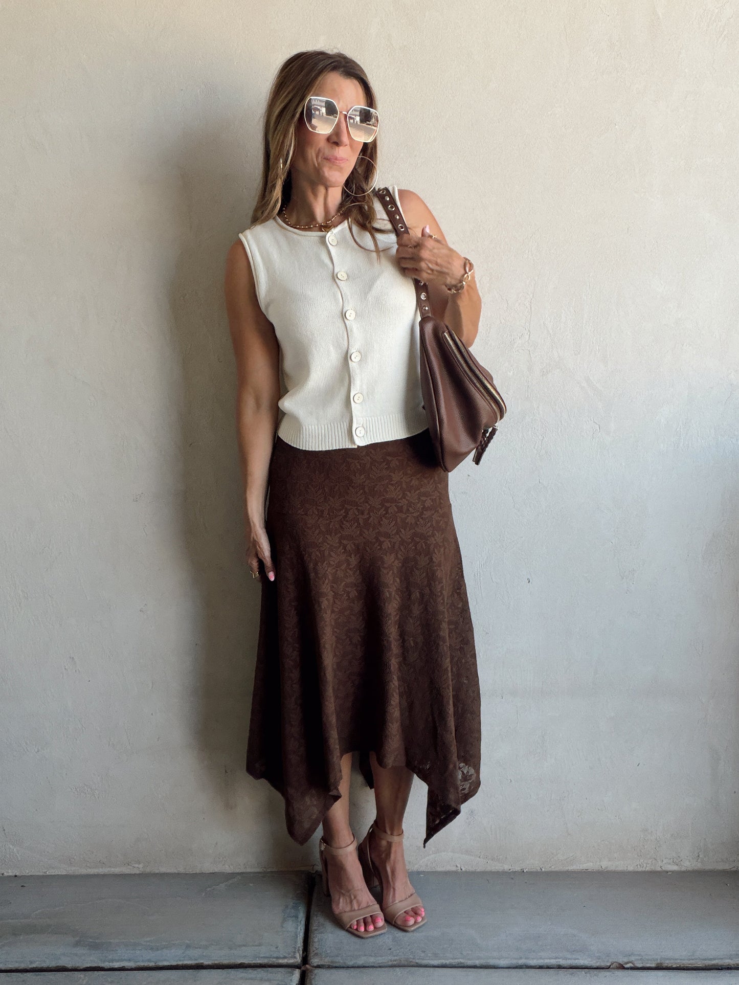 Lachelle Lace Skirt in Brown