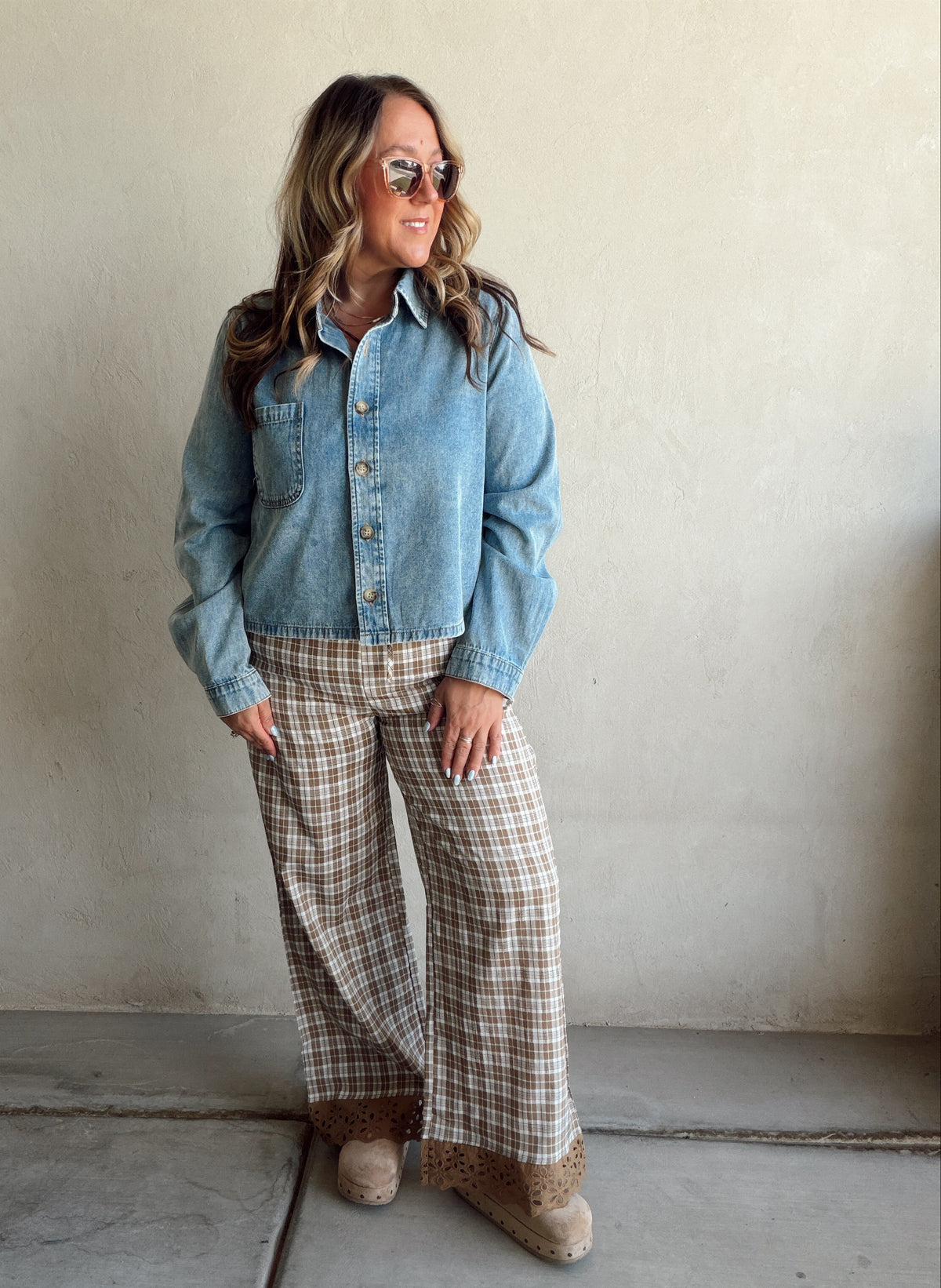 Ginger Plaid Pants in Browns & Ivory