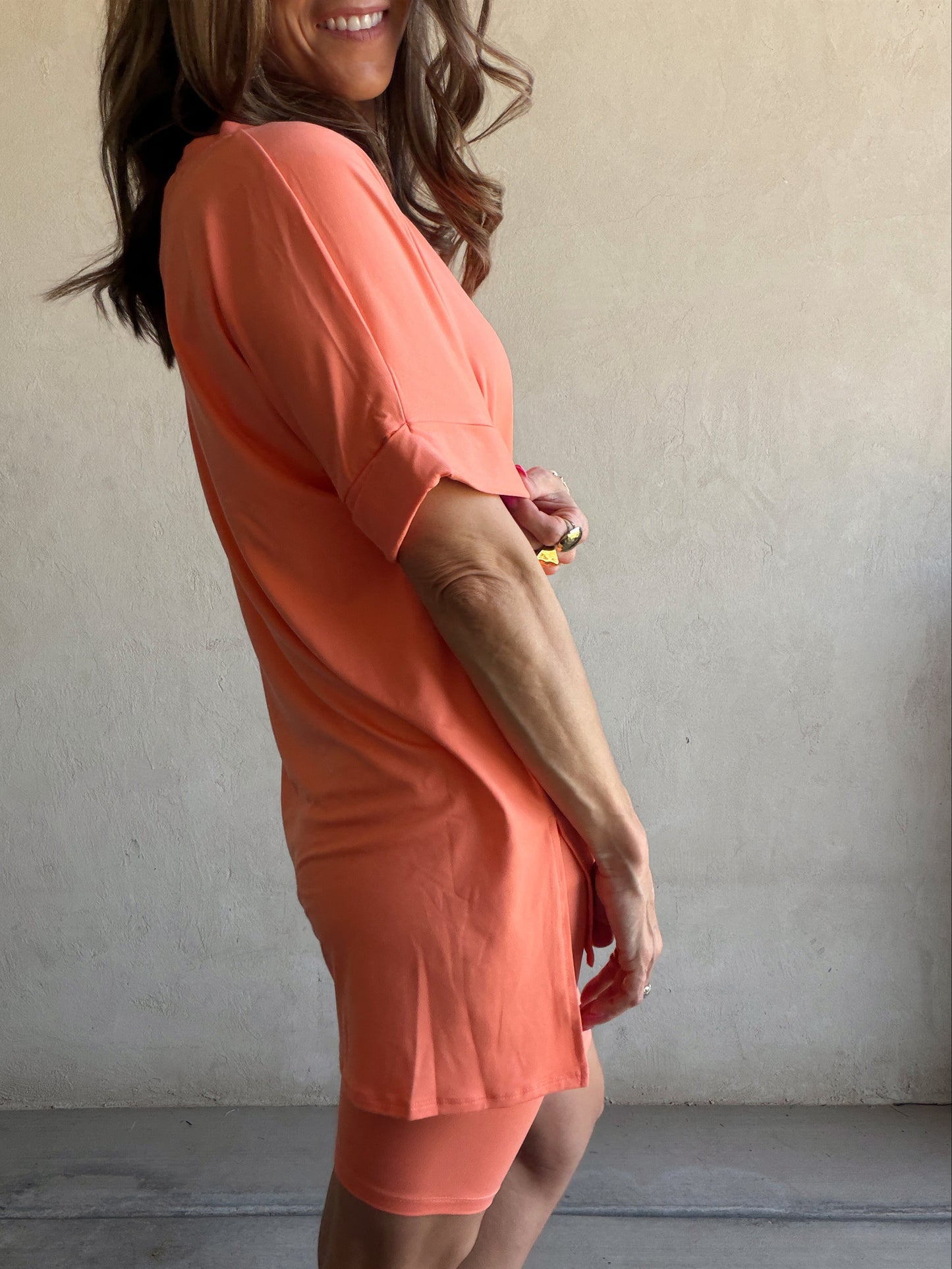 Jillian Heavenly Biker Set in Coral