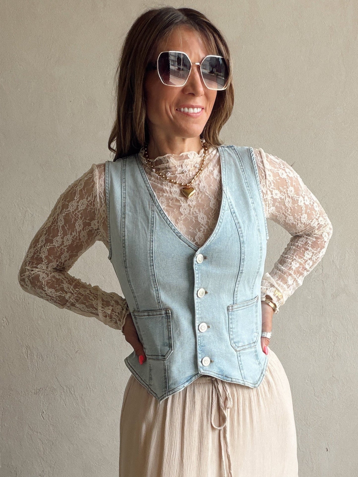Madison Vest in Light Denim