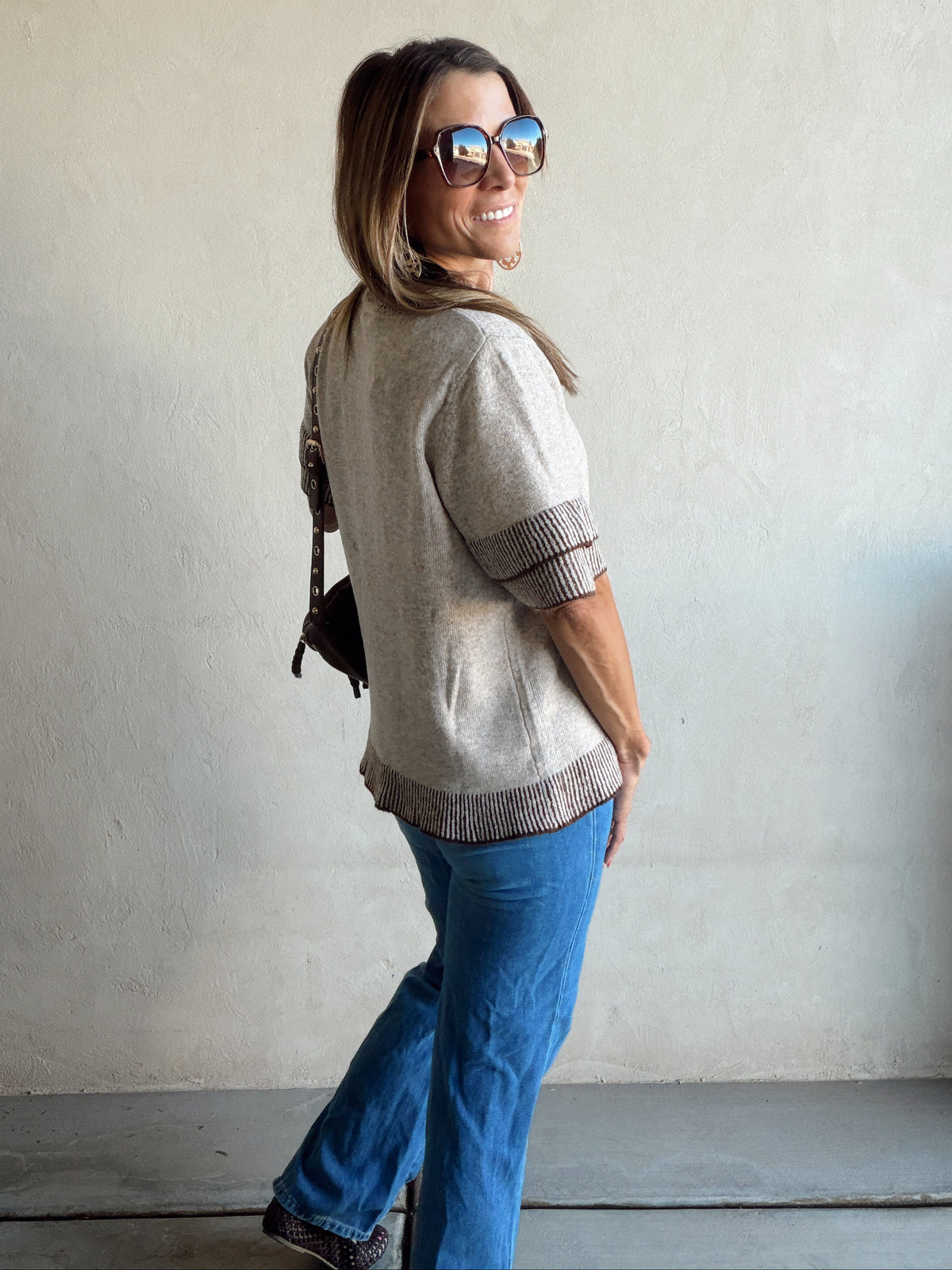 Teresa Sweater in Beige & Chocolate