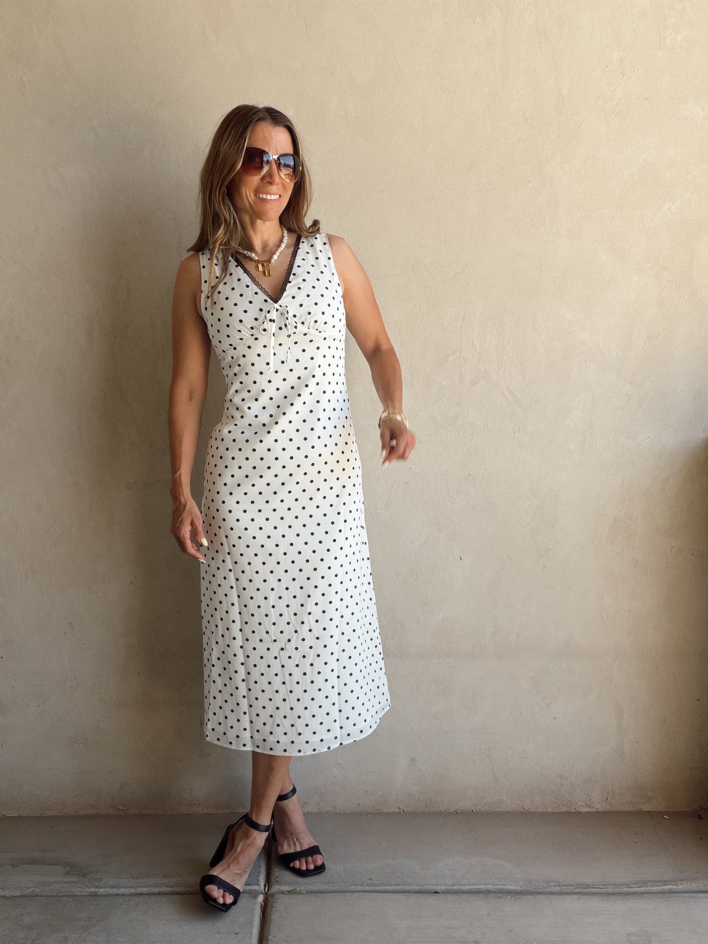 Percy Polka Dot Dress in Ivory