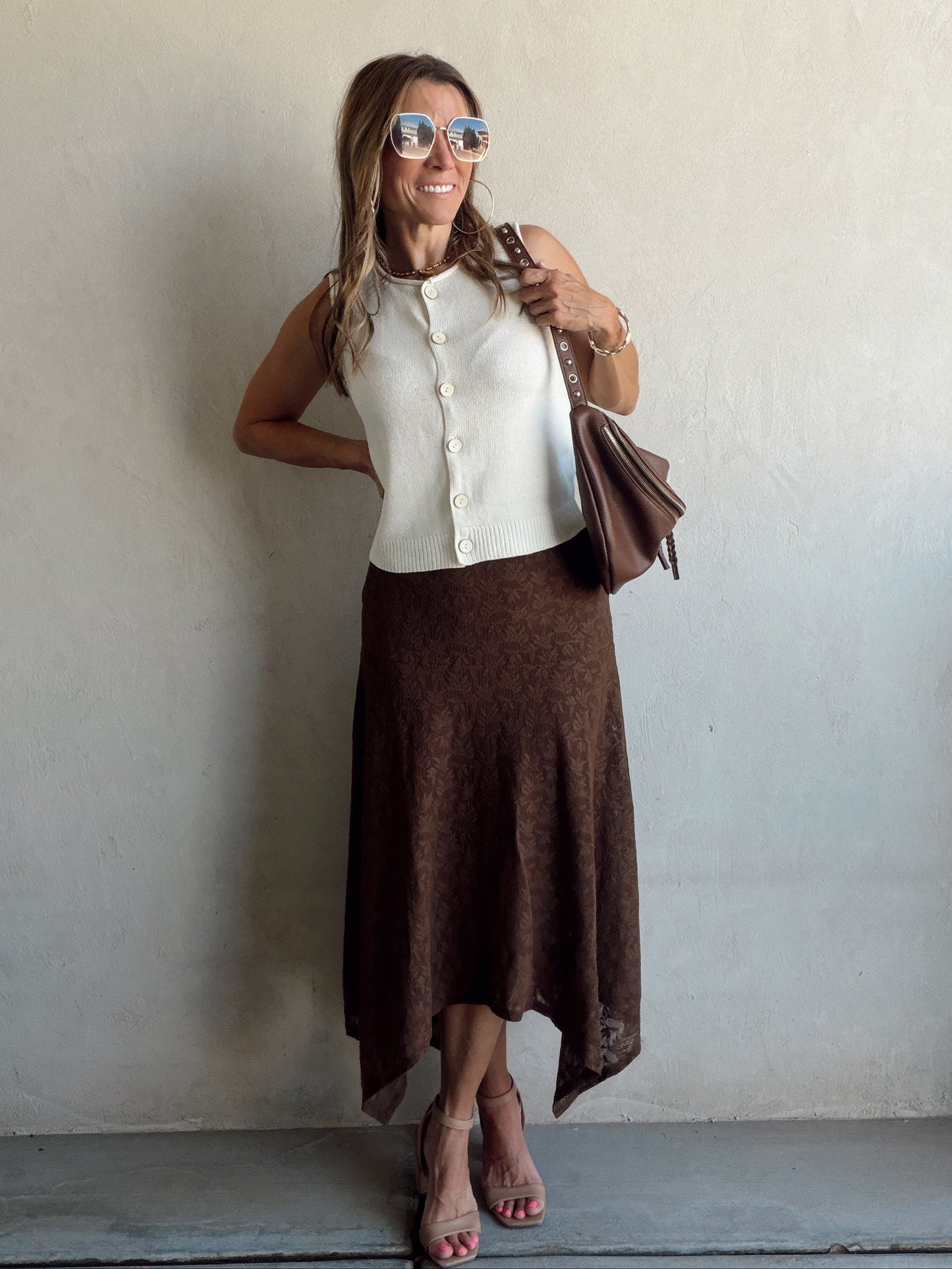 Lachelle Lace Skirt in Brown