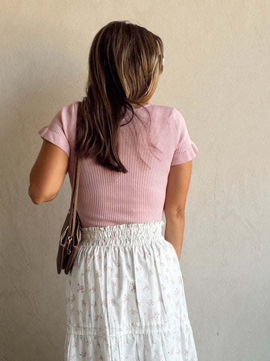 Rilee Ribbed Scoop Neck Top in Mauve