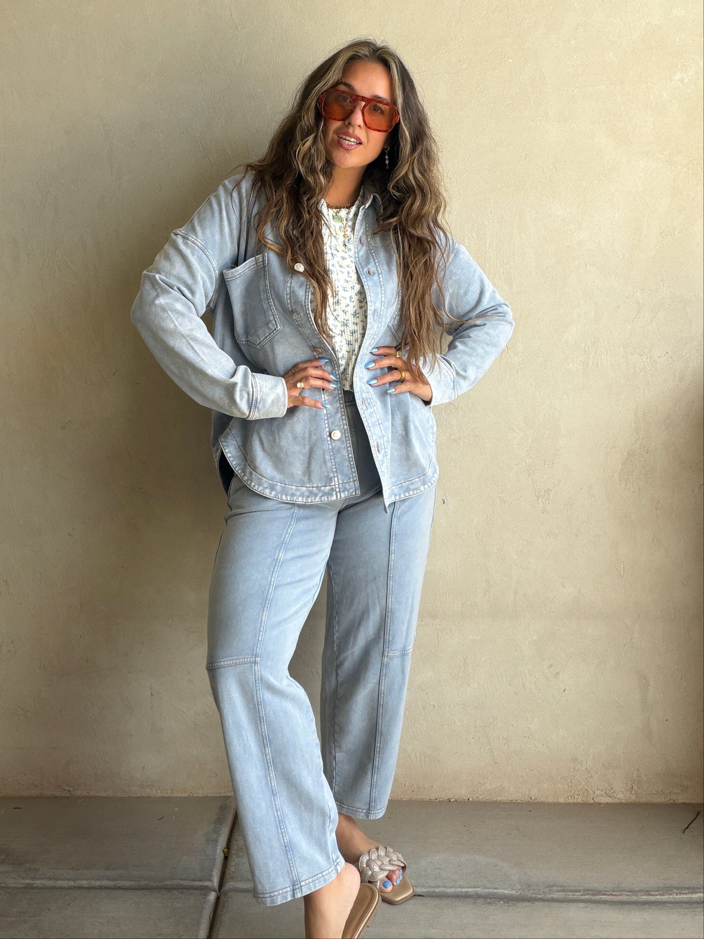 Keri Set in Acid Wash Blue