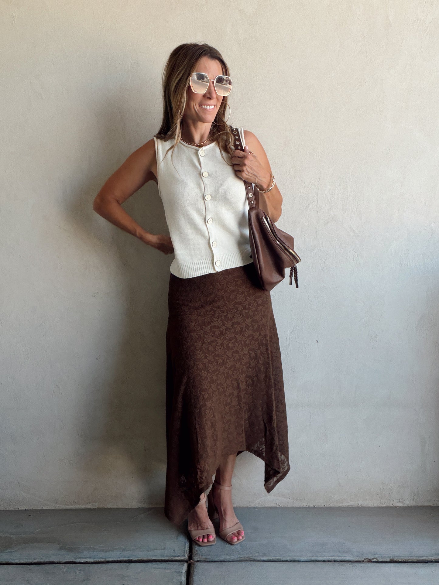 Lachelle Lace Skirt in Brown