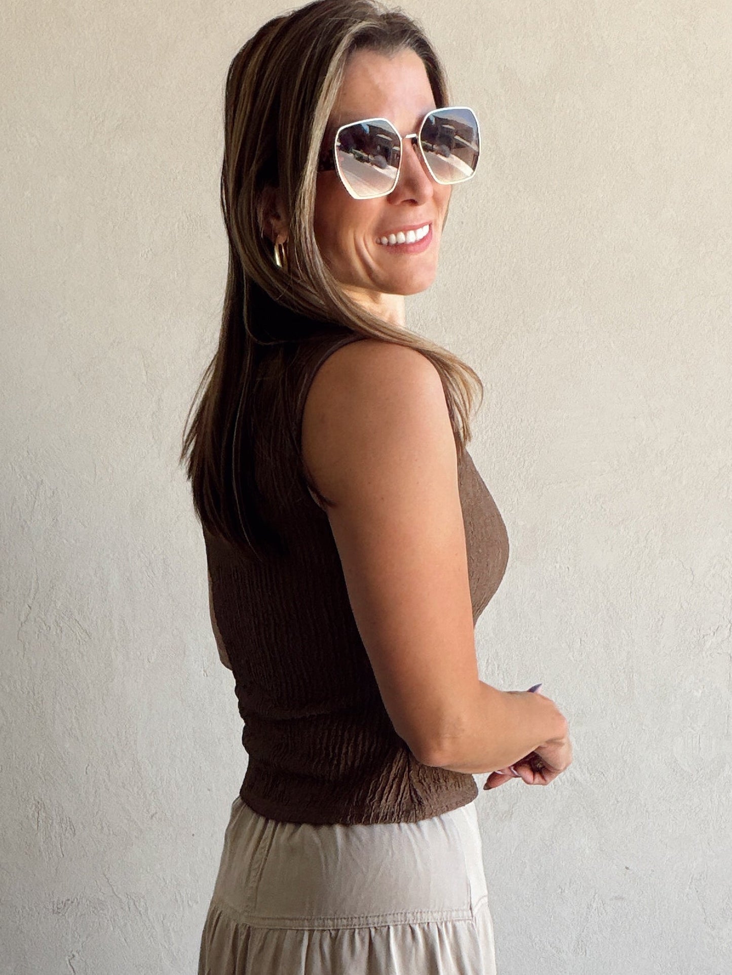Serafina Tank in Brown