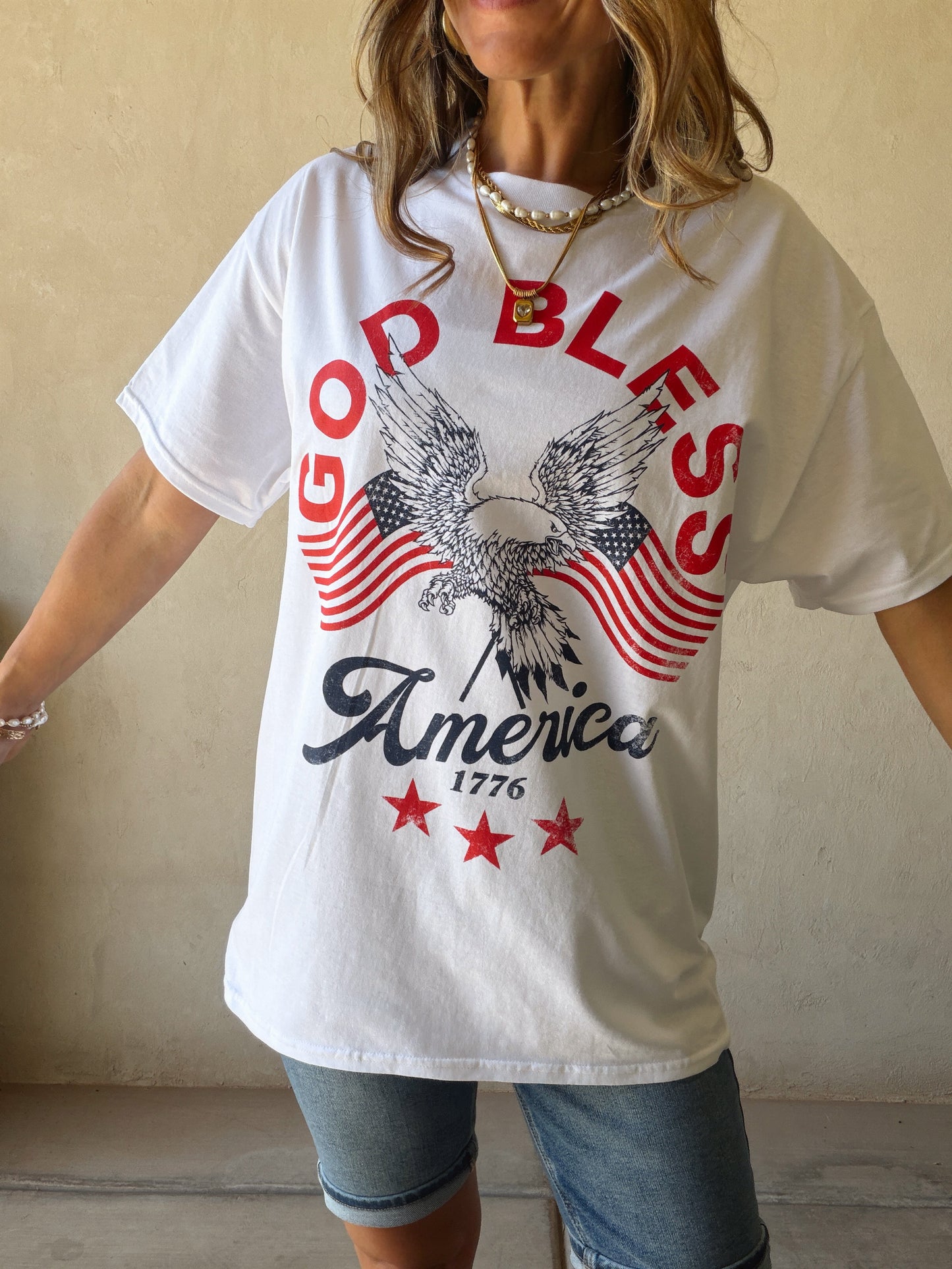 God Bless America Tee in White