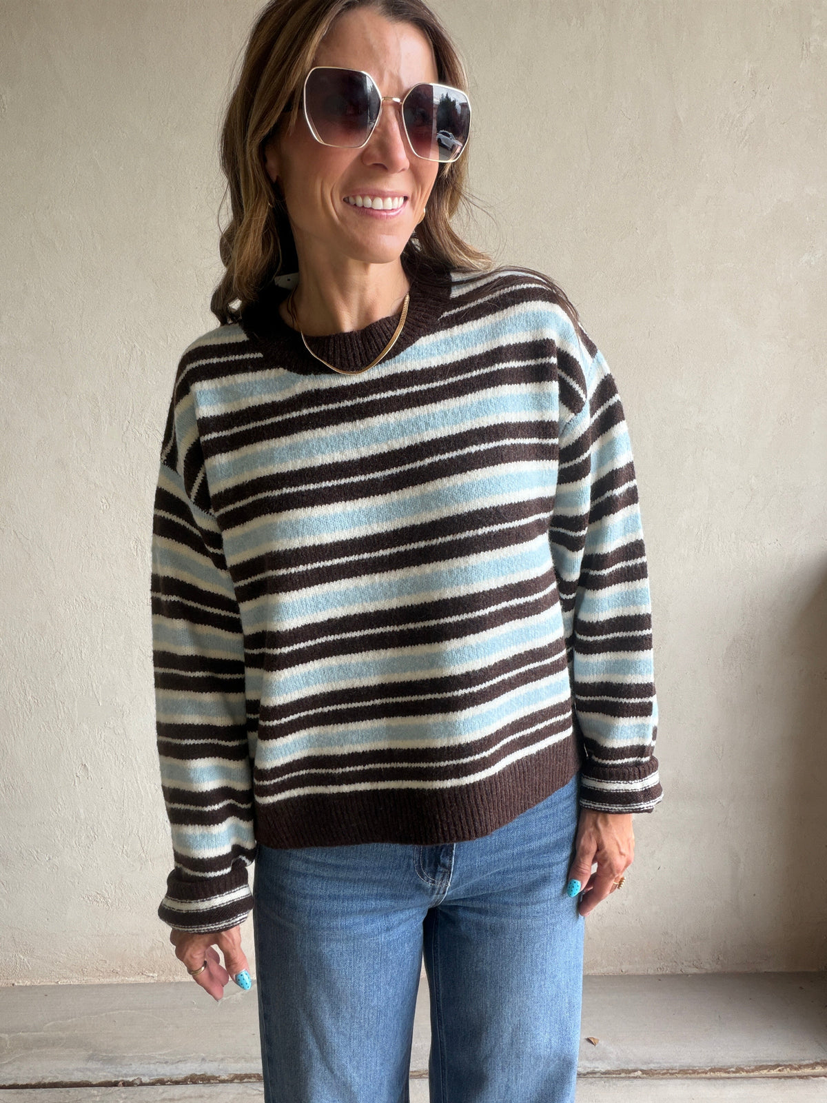 Beth Striped Sweater in Brown