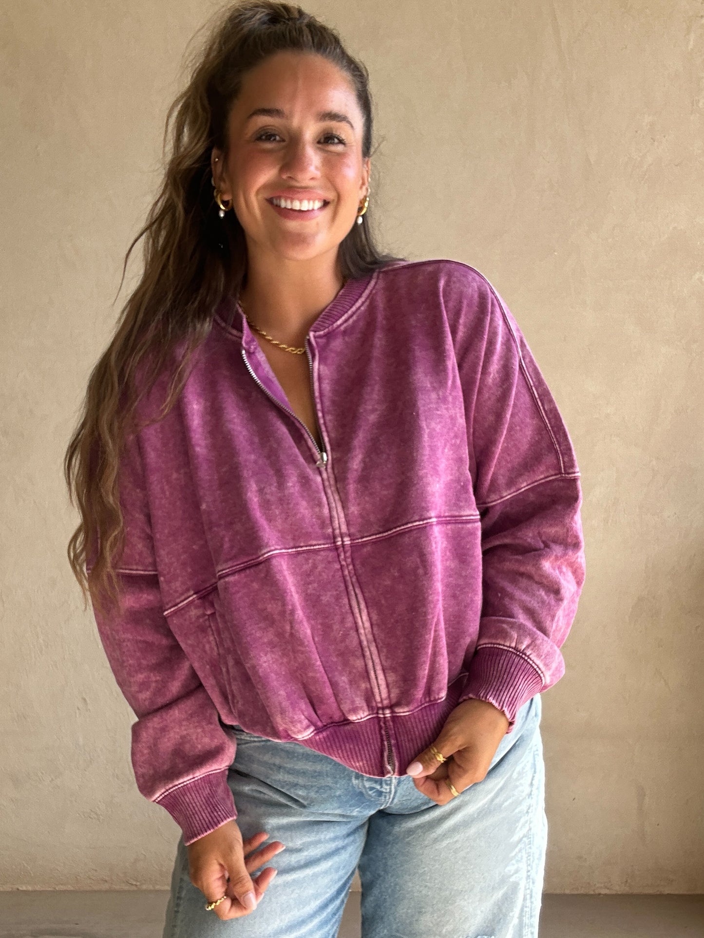 Kayla Bomber Jacket in Purple