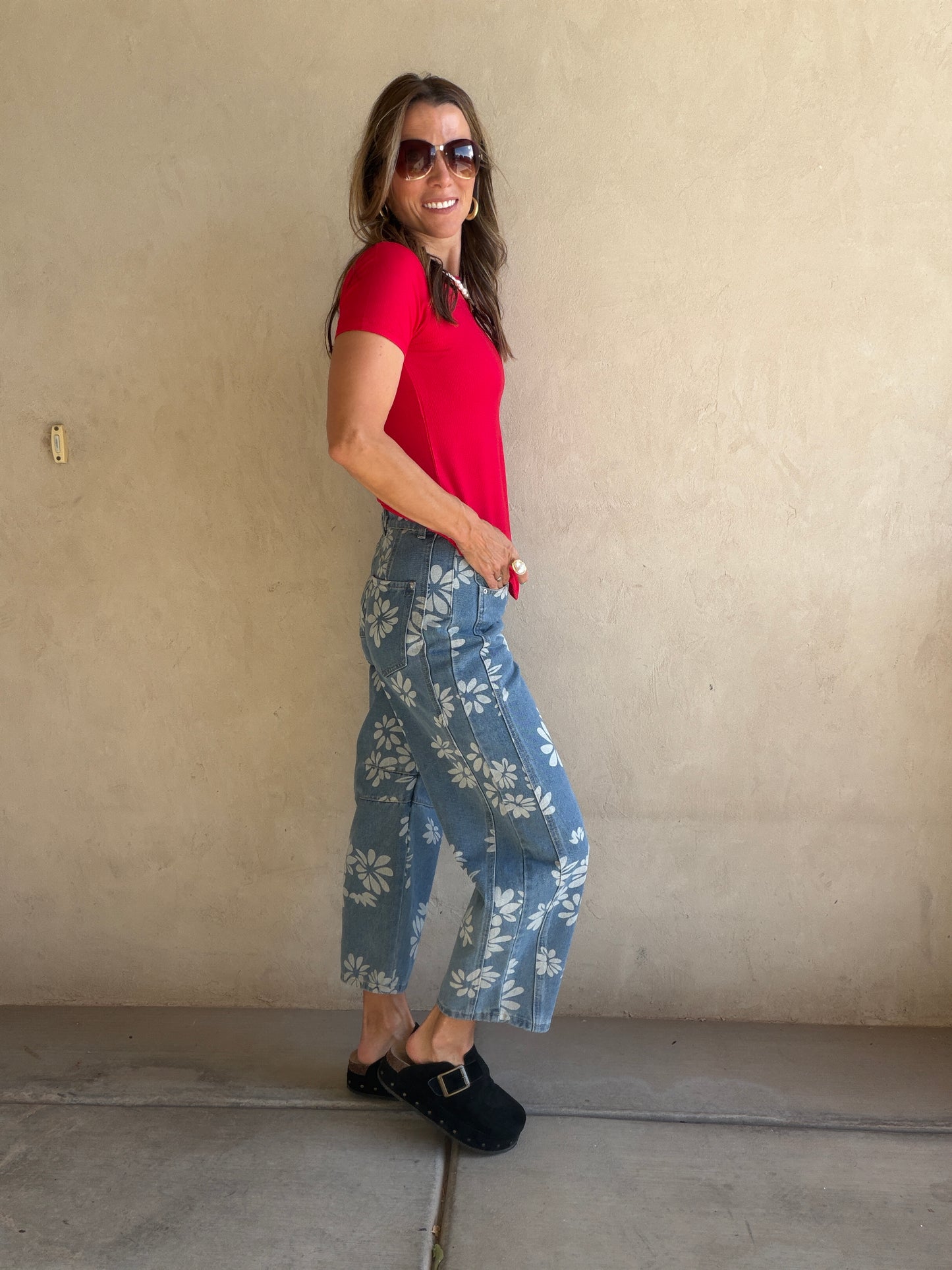Becca Floral Jeans in Denim