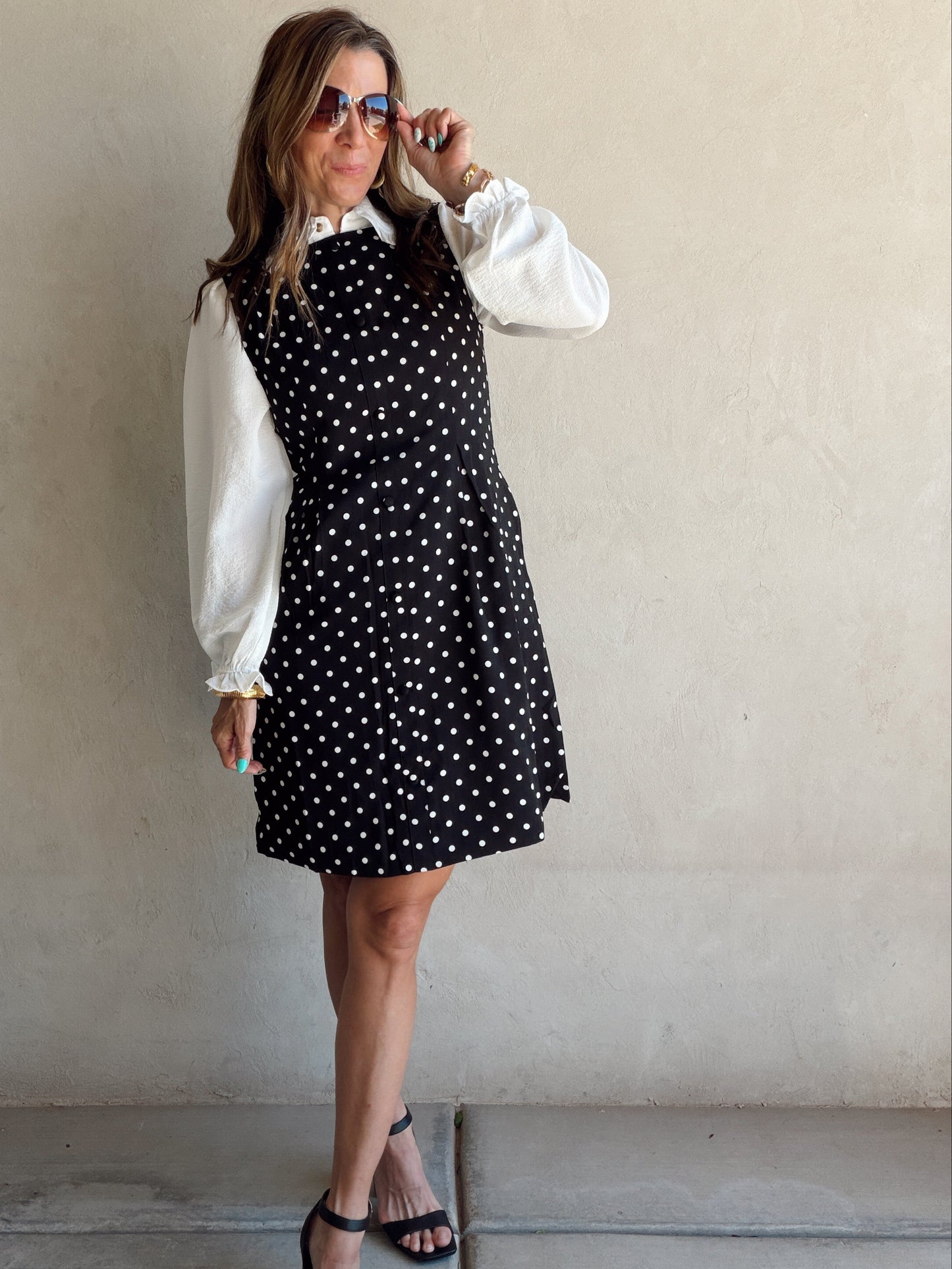 Keelee Polka Dot Dress in Black & White