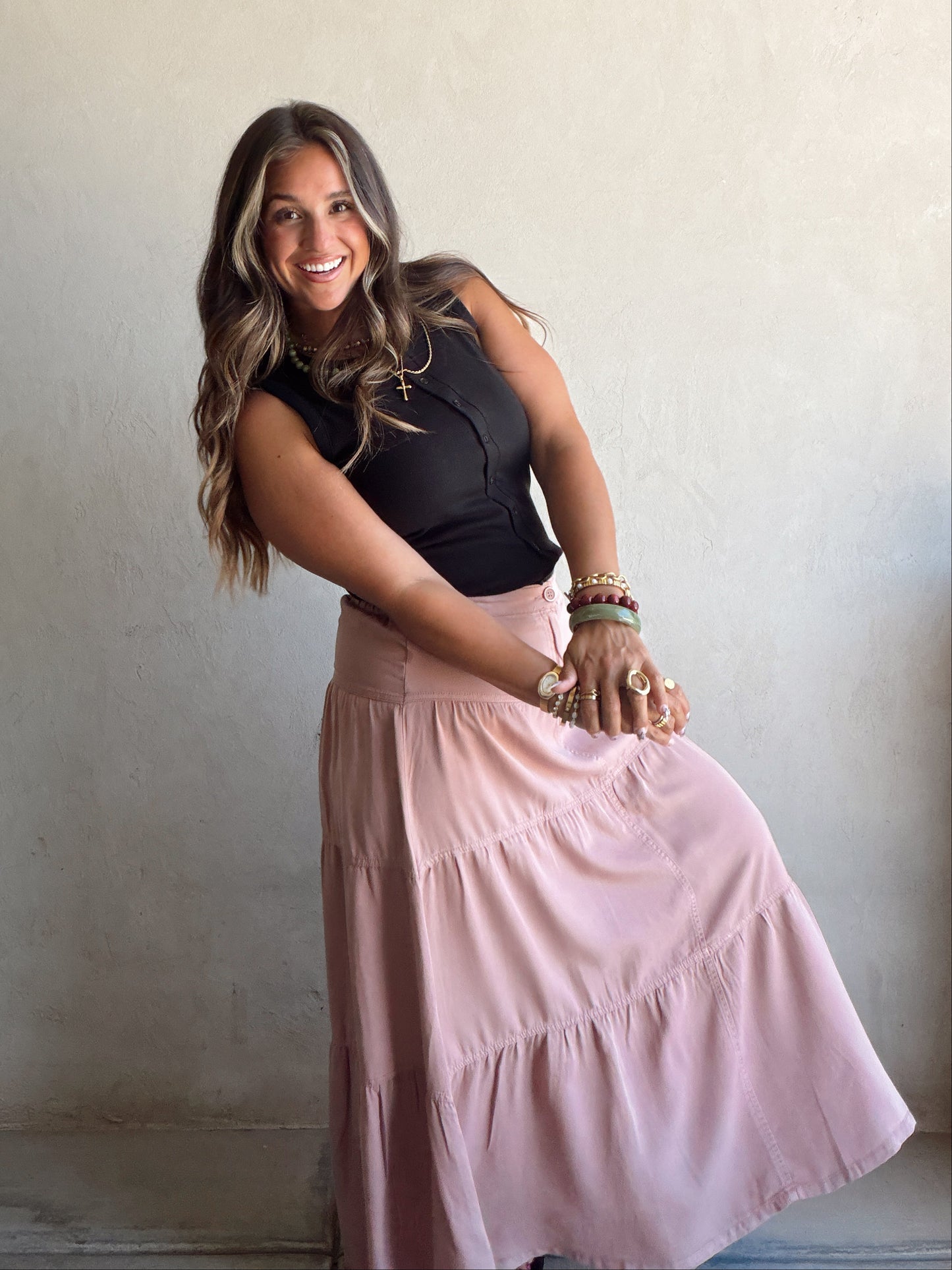 Bella Tiered Skirt in Mauve