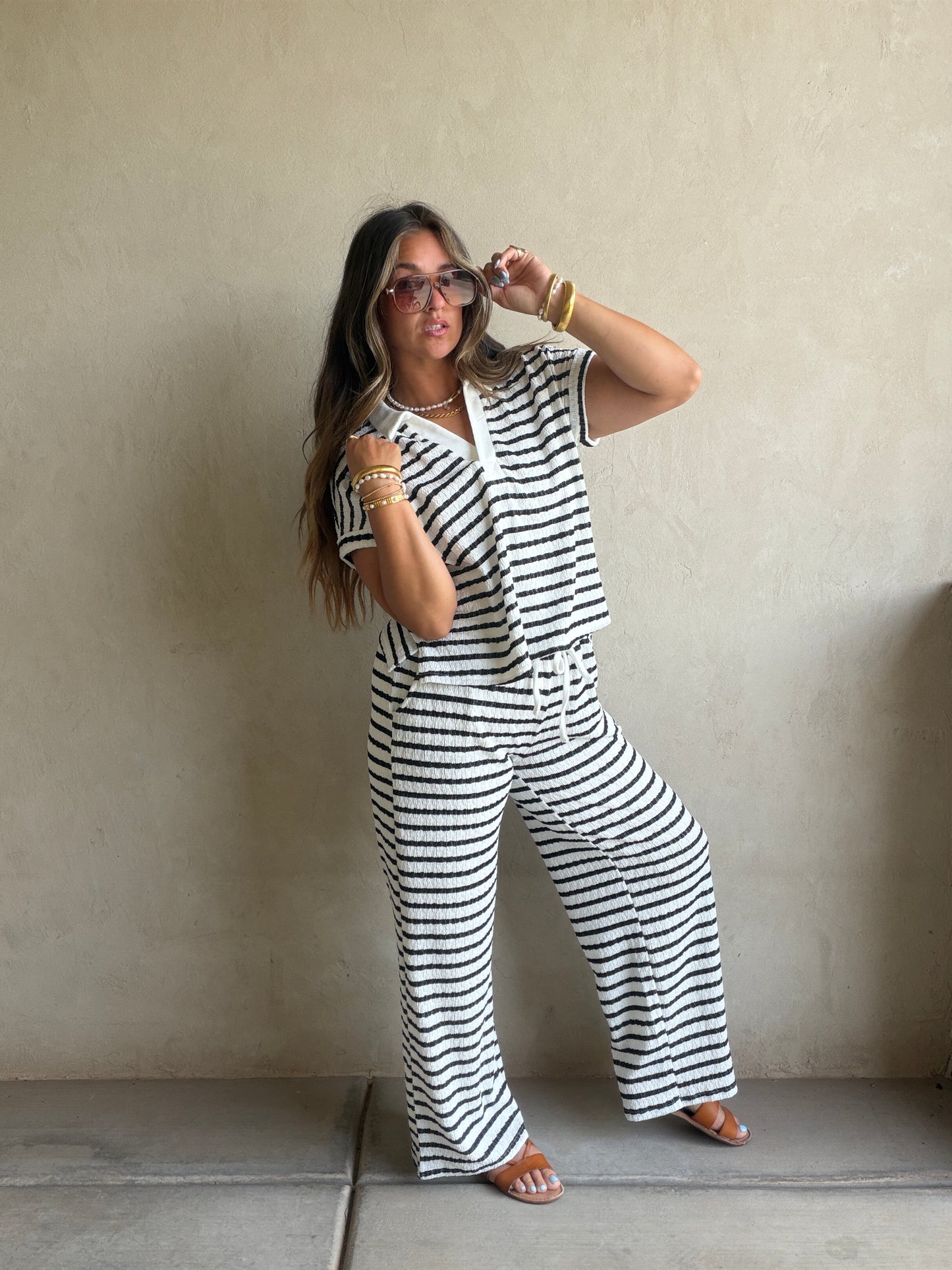 Annabelle Set in Black & White Stripe