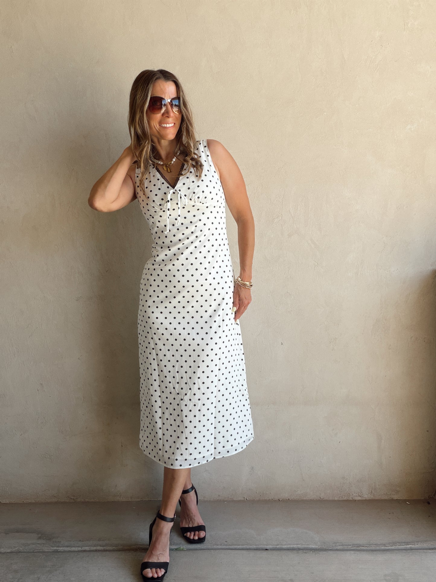 Percy Polka Dot Dress in Ivory