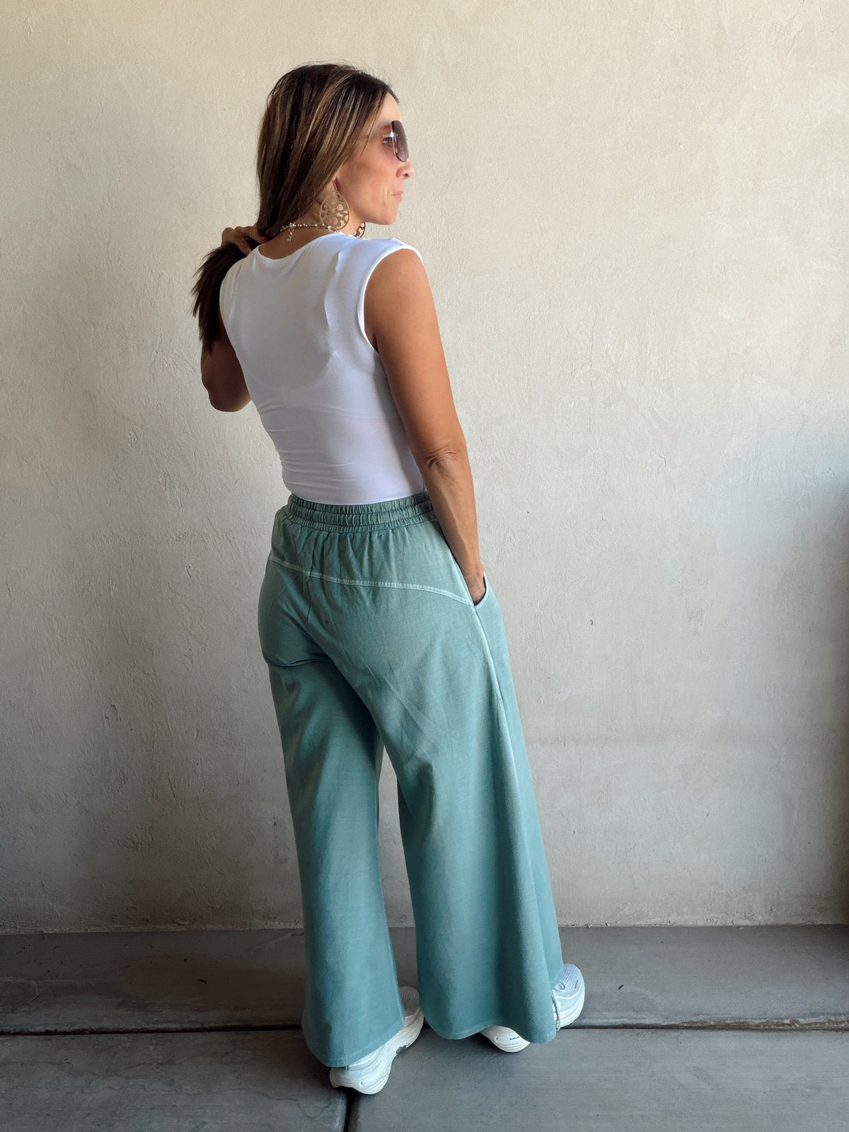 Myra Wide Leg Sweats in Ash Jade