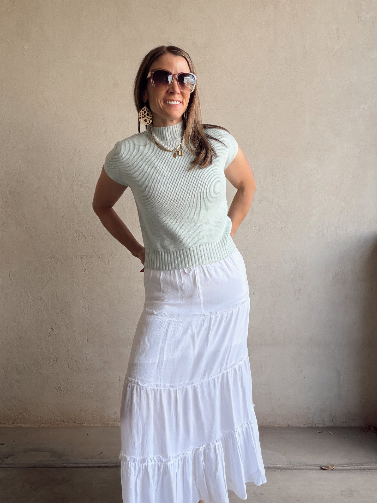 Angie Mock Neck Top in Mint