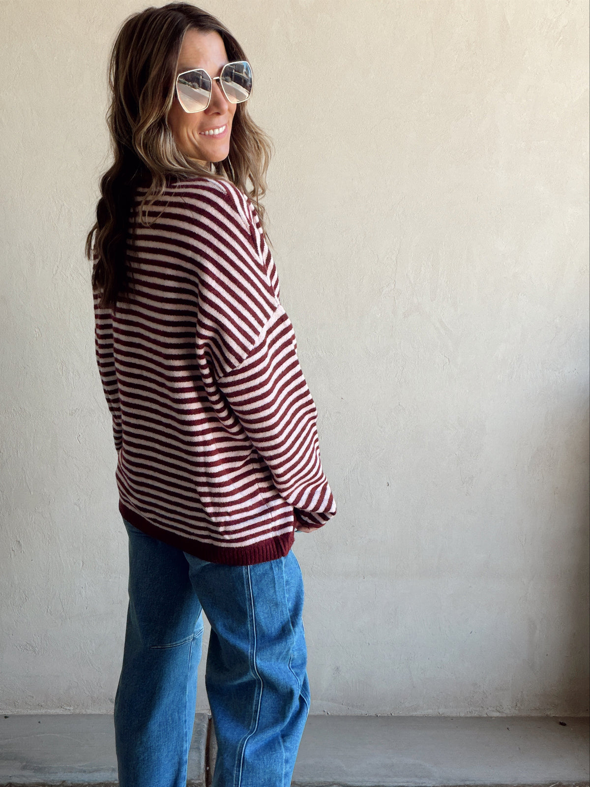 Hanna Henley Sweater in Burgundy