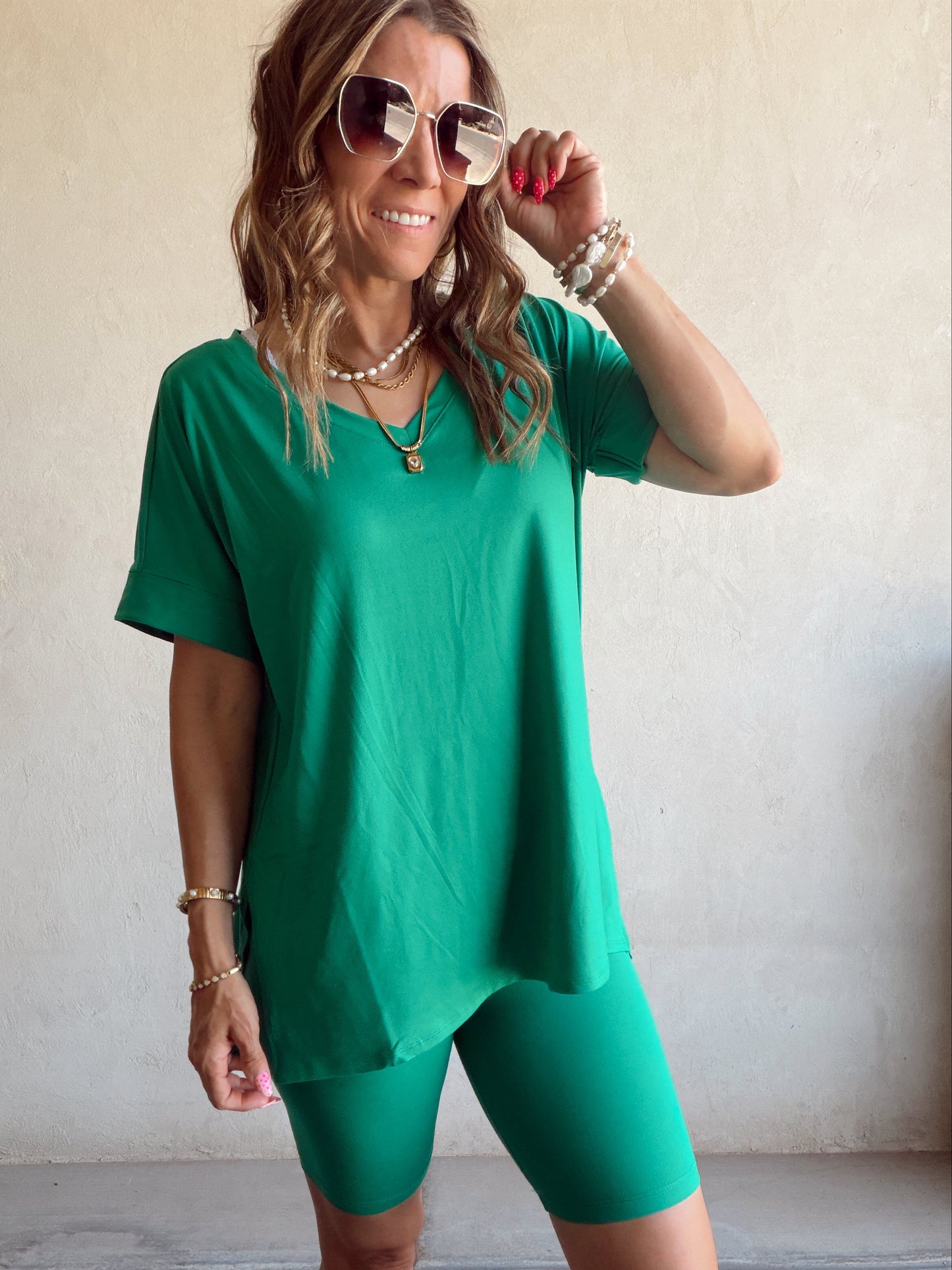 Jillian Heavenly Biker Set in Kelly Green