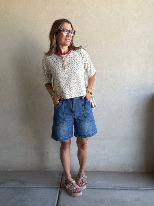 Jade Bermuda Shorts in Dark Denim