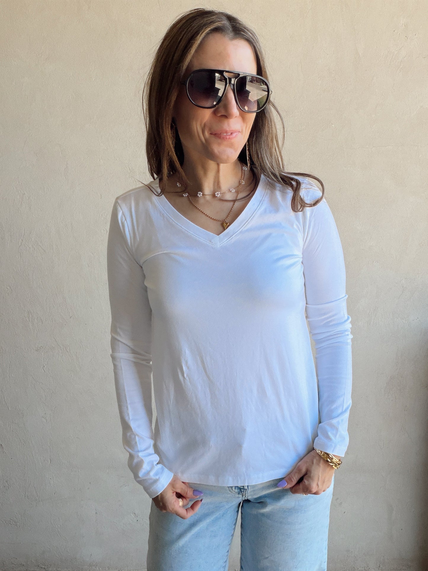 Lilly V-Neck Top in White