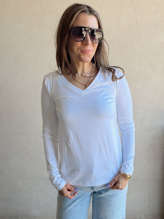 Lilly V-Neck Top in White