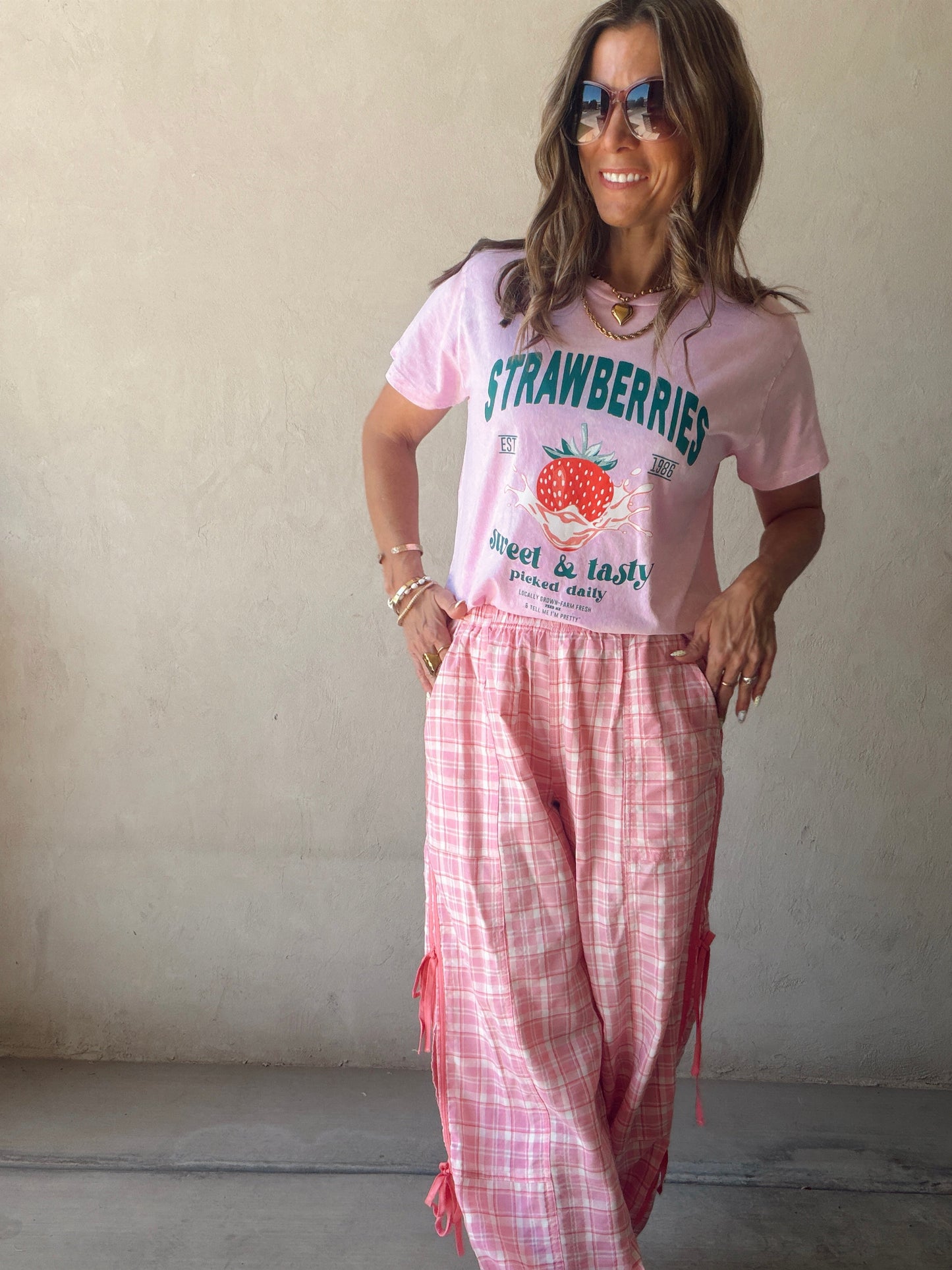 Channing Strawberries Tee in Pink