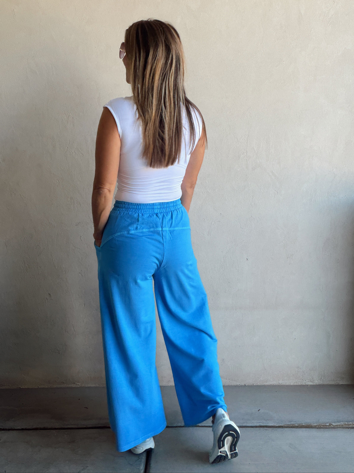 Myra Wide Leg Sweats in Bright Blue