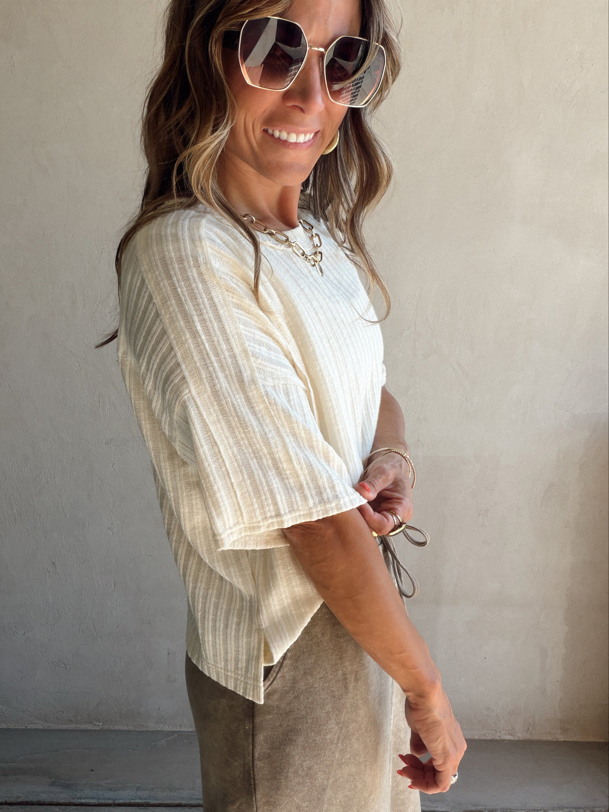 Evie Knit Top in Cream