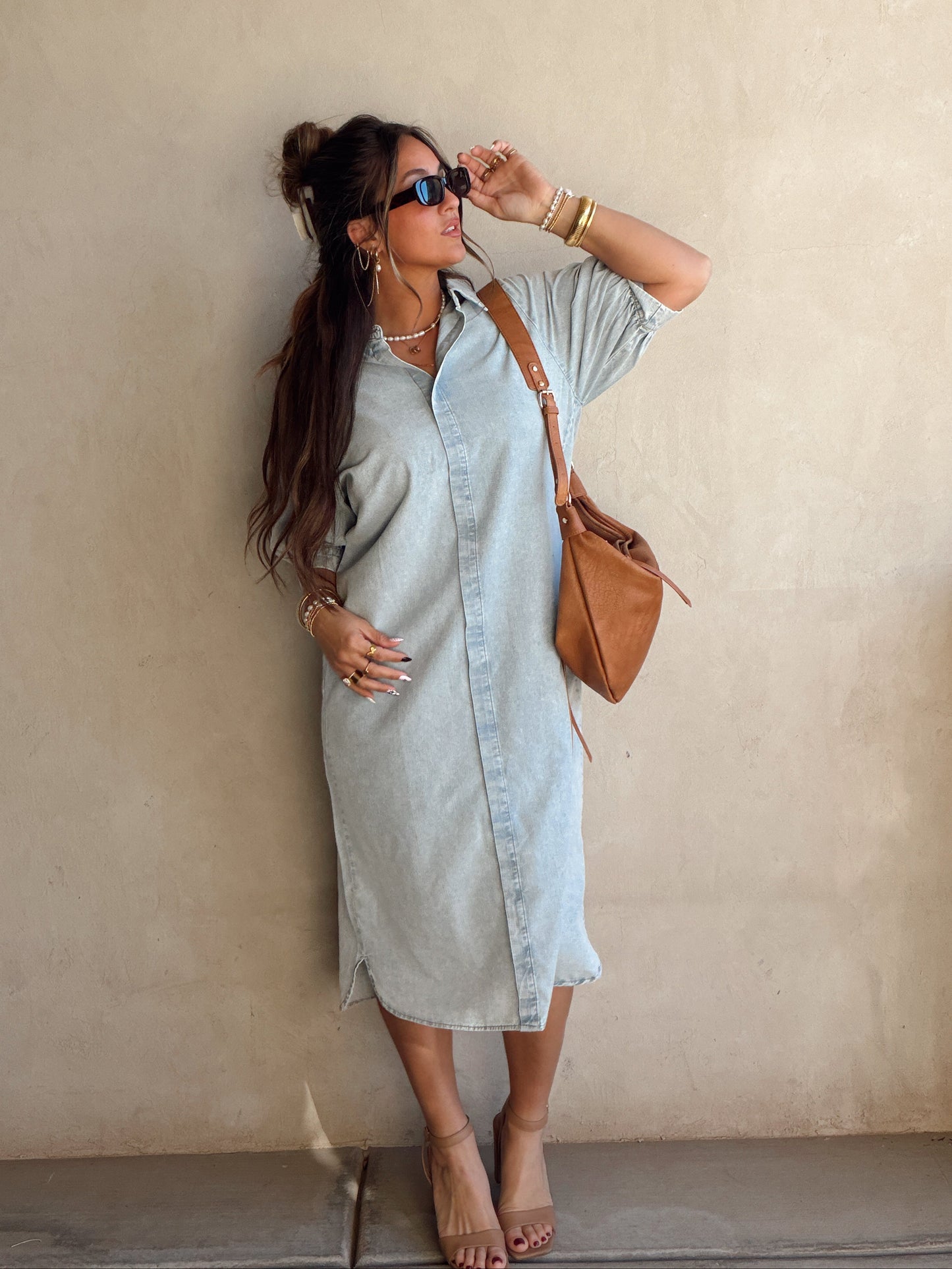 Anya Denim Dress in Light Wash