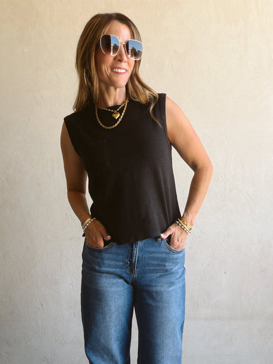 Wren Sleeveless Tank in Black