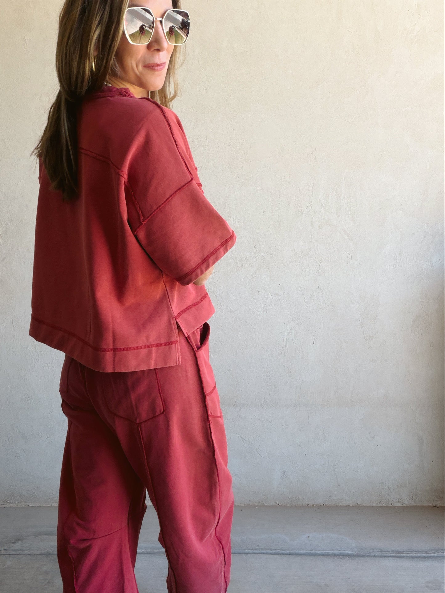 Clara Set in Mineral Washed Crimson Red