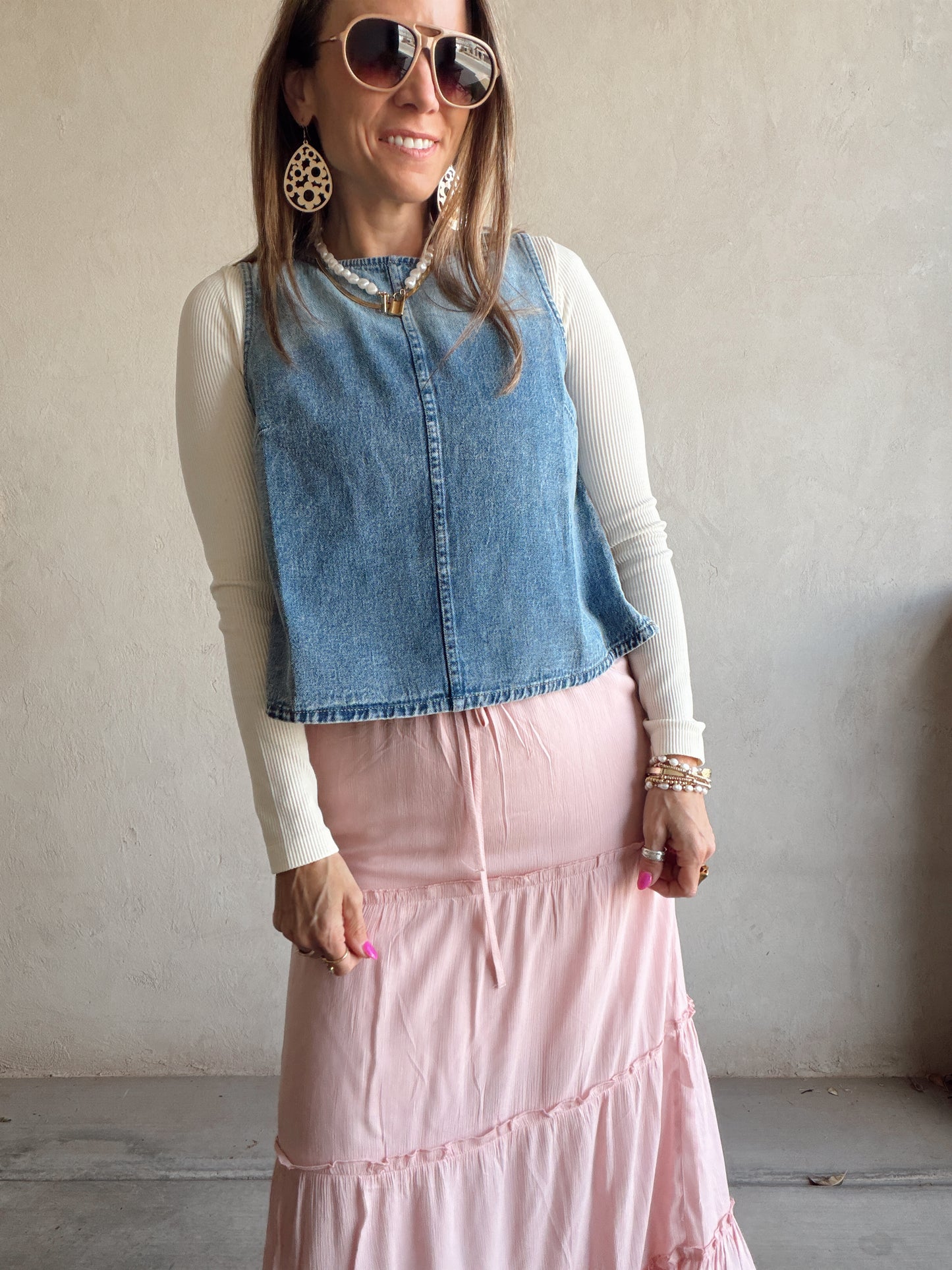 Terry Maxi Skirt in Pink