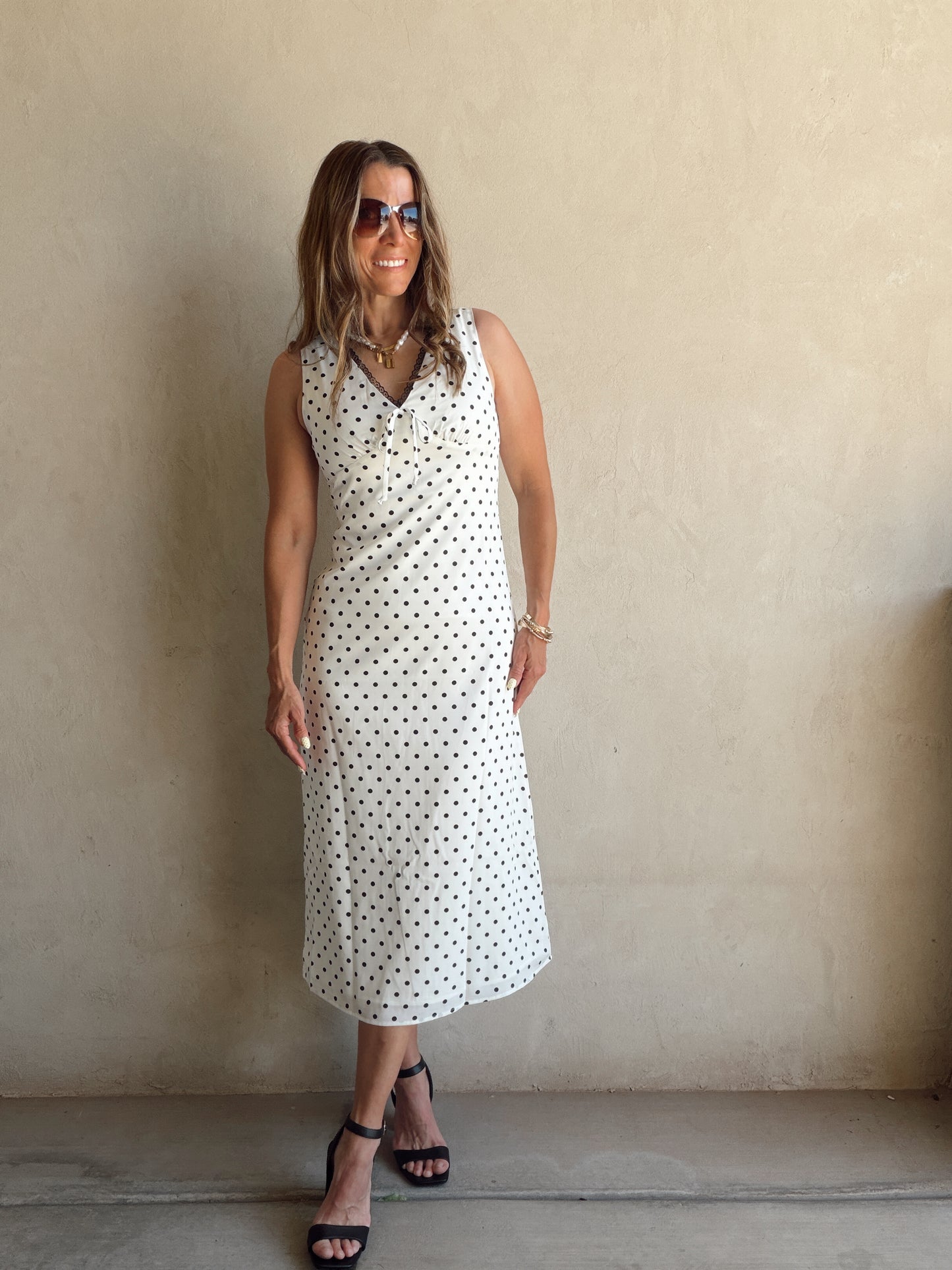 Percy Polka Dot Dress in Ivory