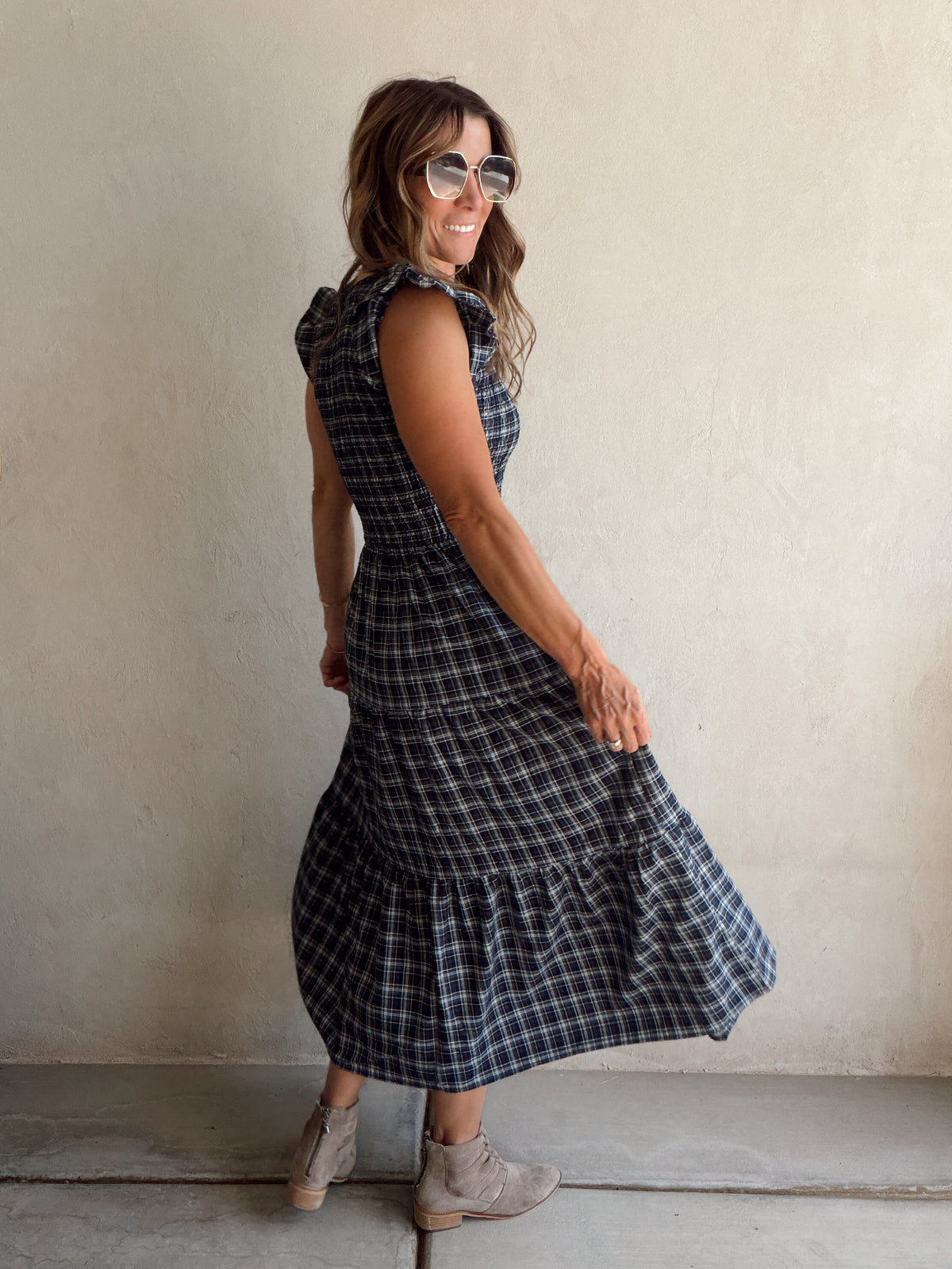 Emma Dress in Blue Plaid