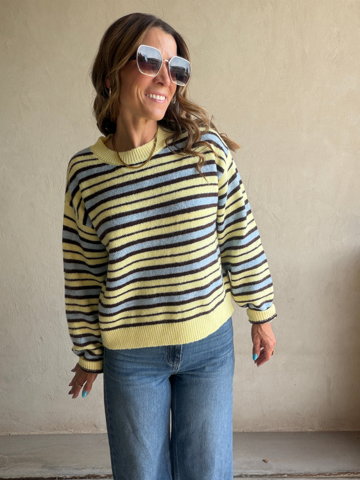 Beth Striped Sweater in Yellow