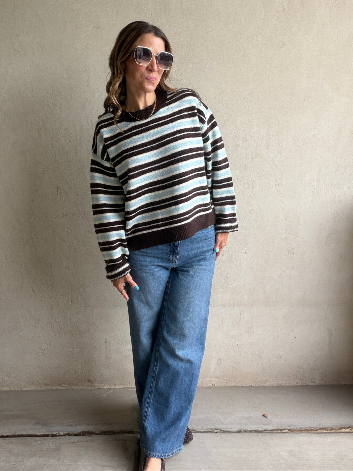 Beth Striped Sweater in Brown