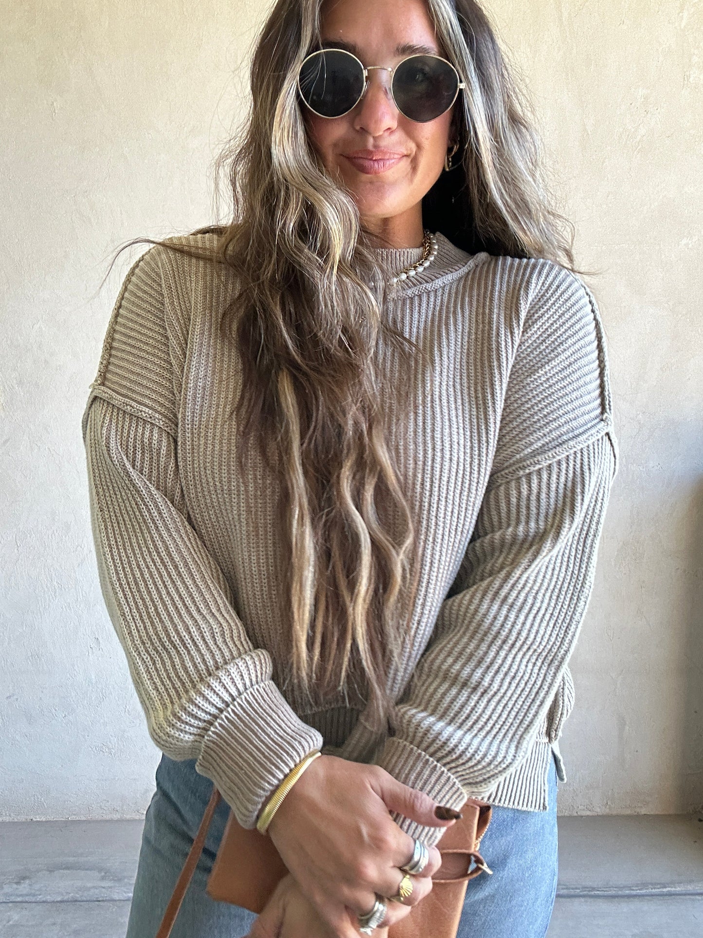 Isla Sweater in Mineral Washed Taupe