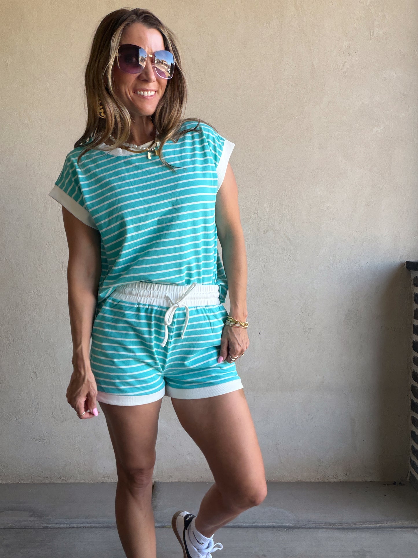 Sydney Stripe Set in Teal